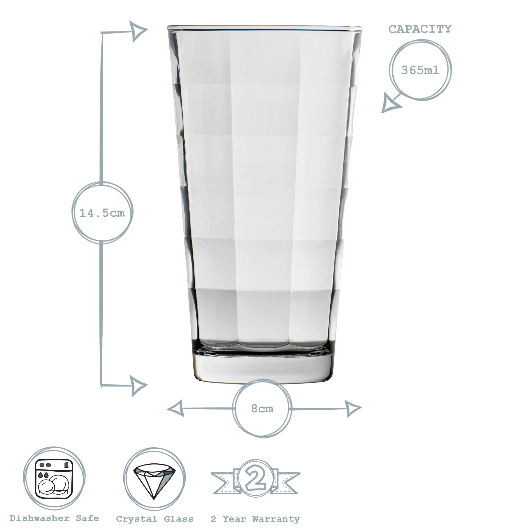 Bormioli Rocco Cube Highball Cocktail Glasses - 365ml