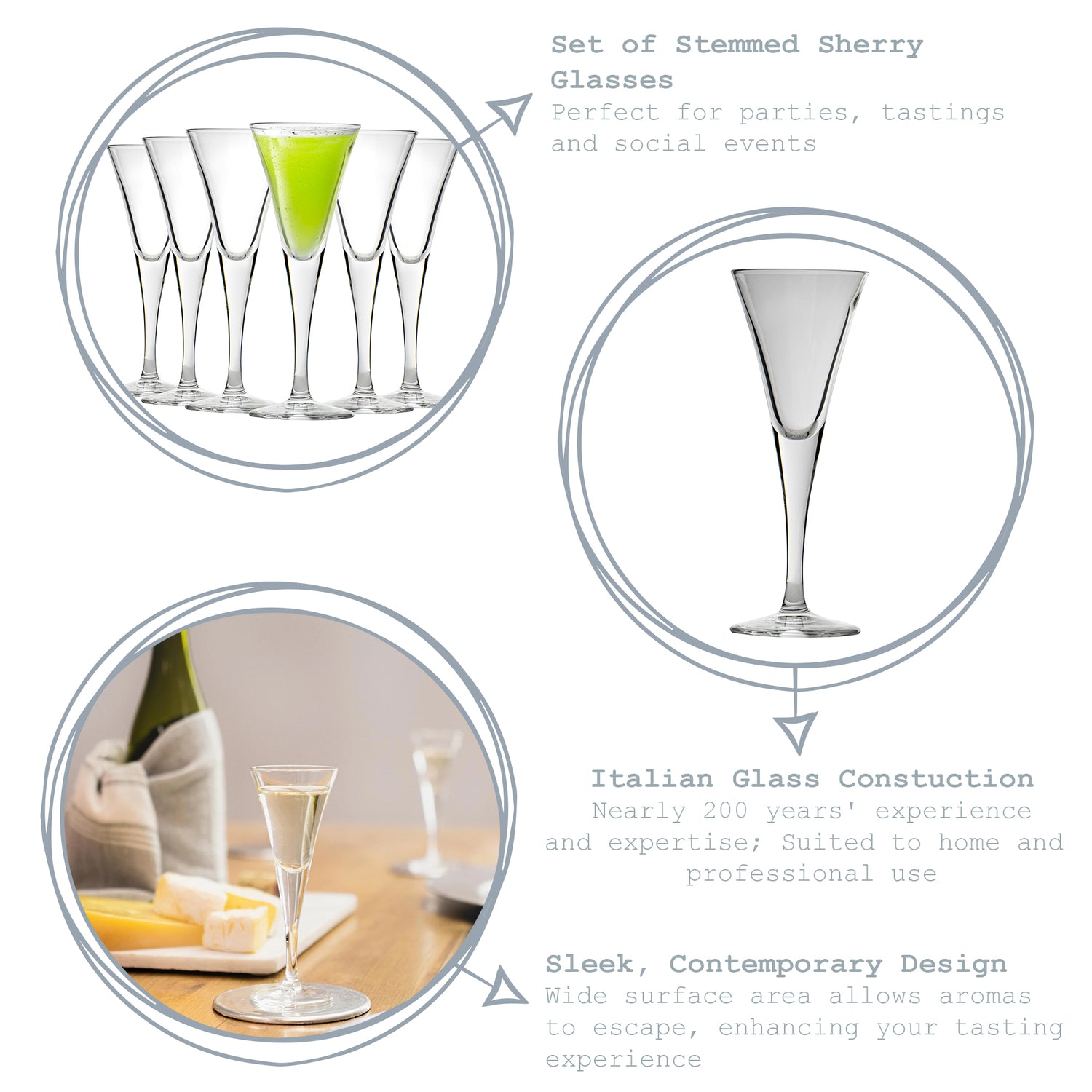 Bormioli Rocco Fiore Stemmed Sherry Glass - 55ml