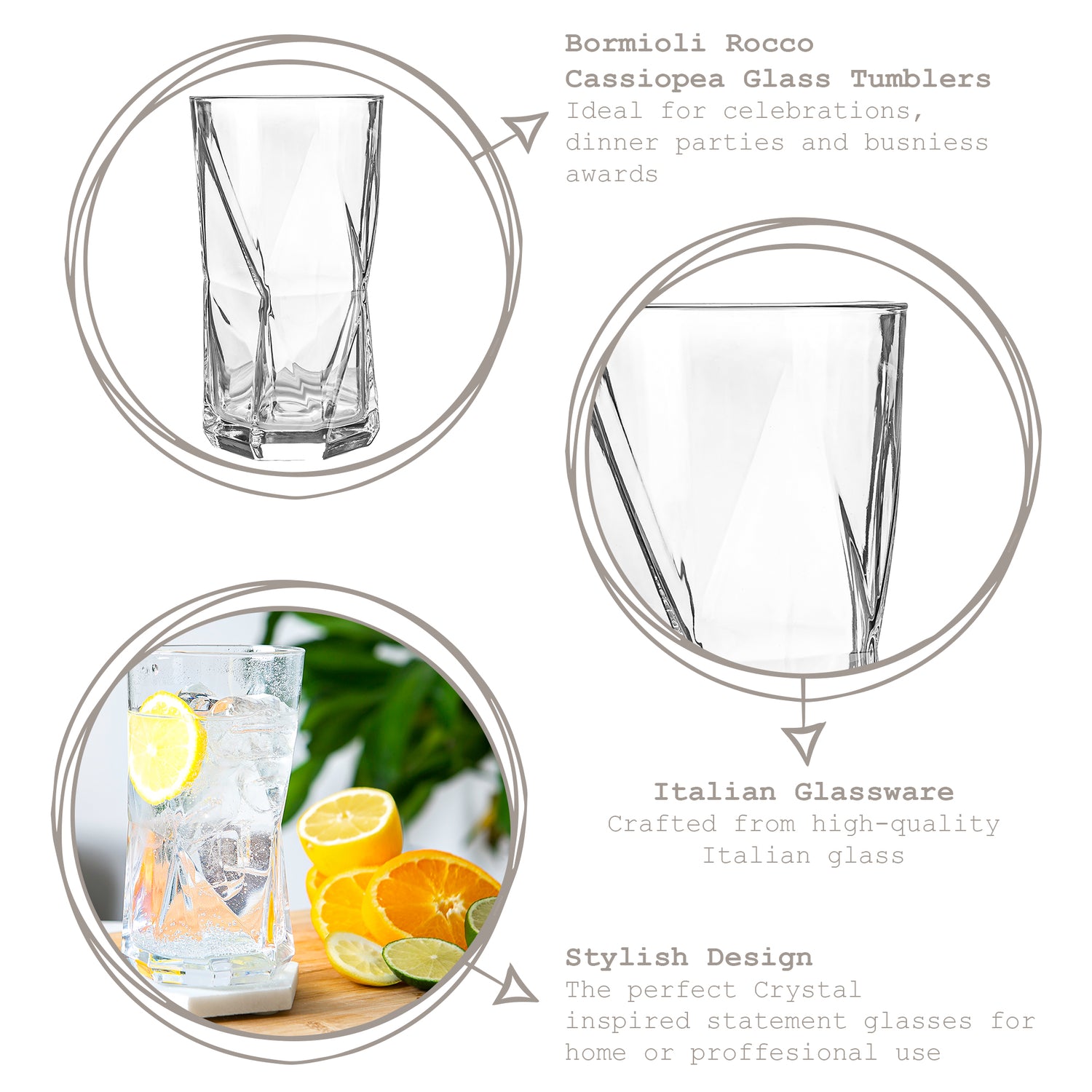 Bormioli Rocco Cassiopea Glass Drinking Tumbler - 480ml