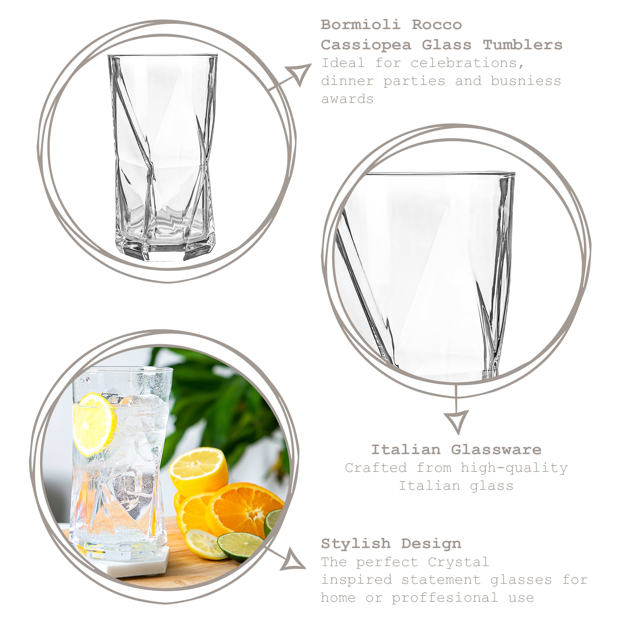 Bormioli Rocco Cassiopea Glass Drinking Tumbler - 480ml