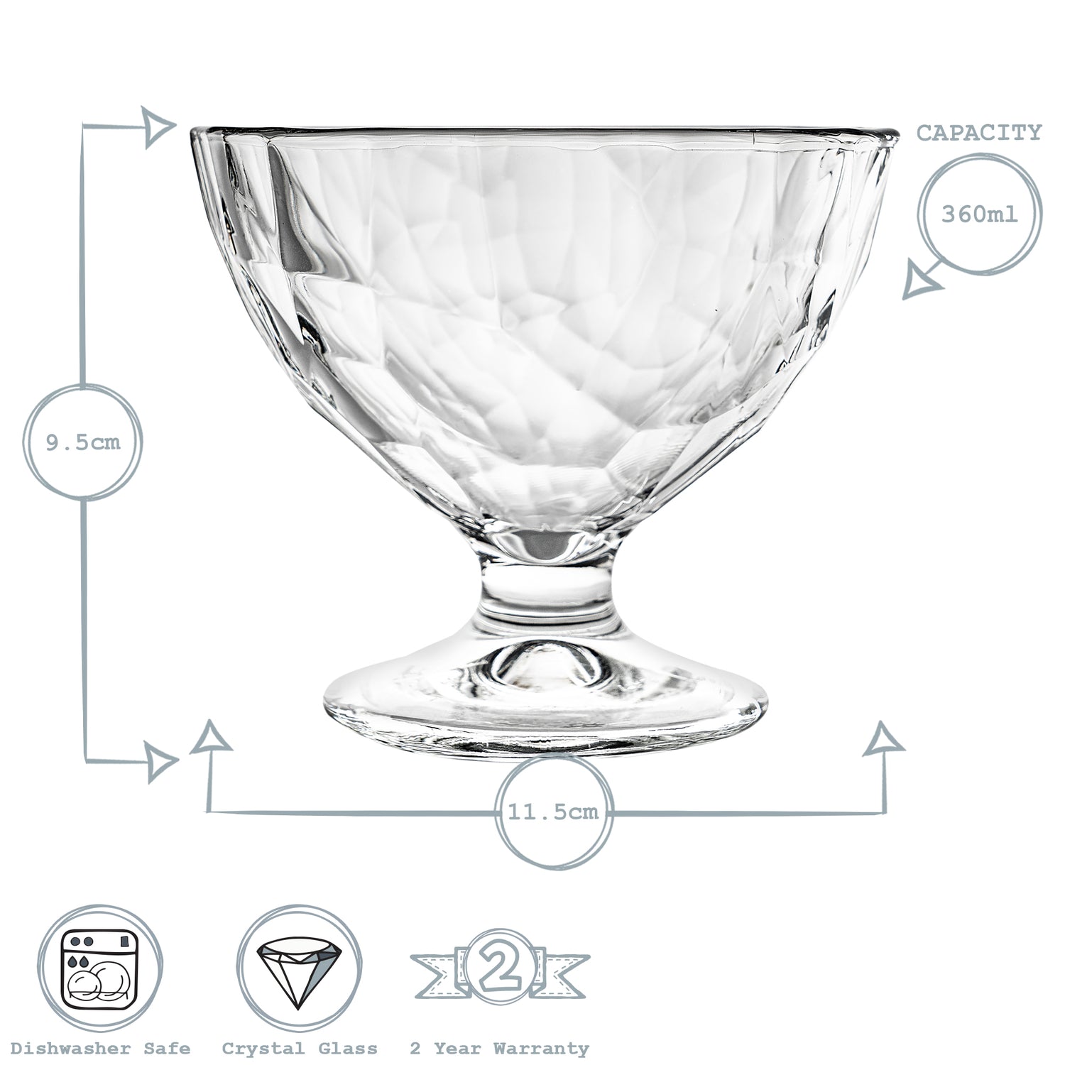Bormioli Rocco Diamond Stemmed Ice Cream Bowl - 360ml