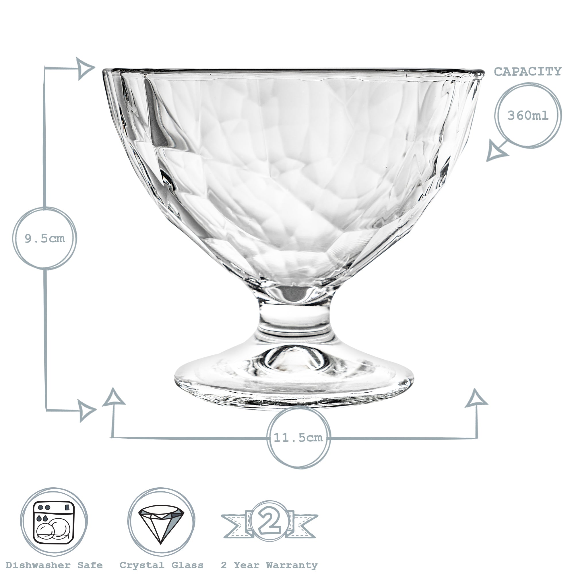 Bormioli Rocco Diamond Stemmed Ice Cream Bowl - 360ml