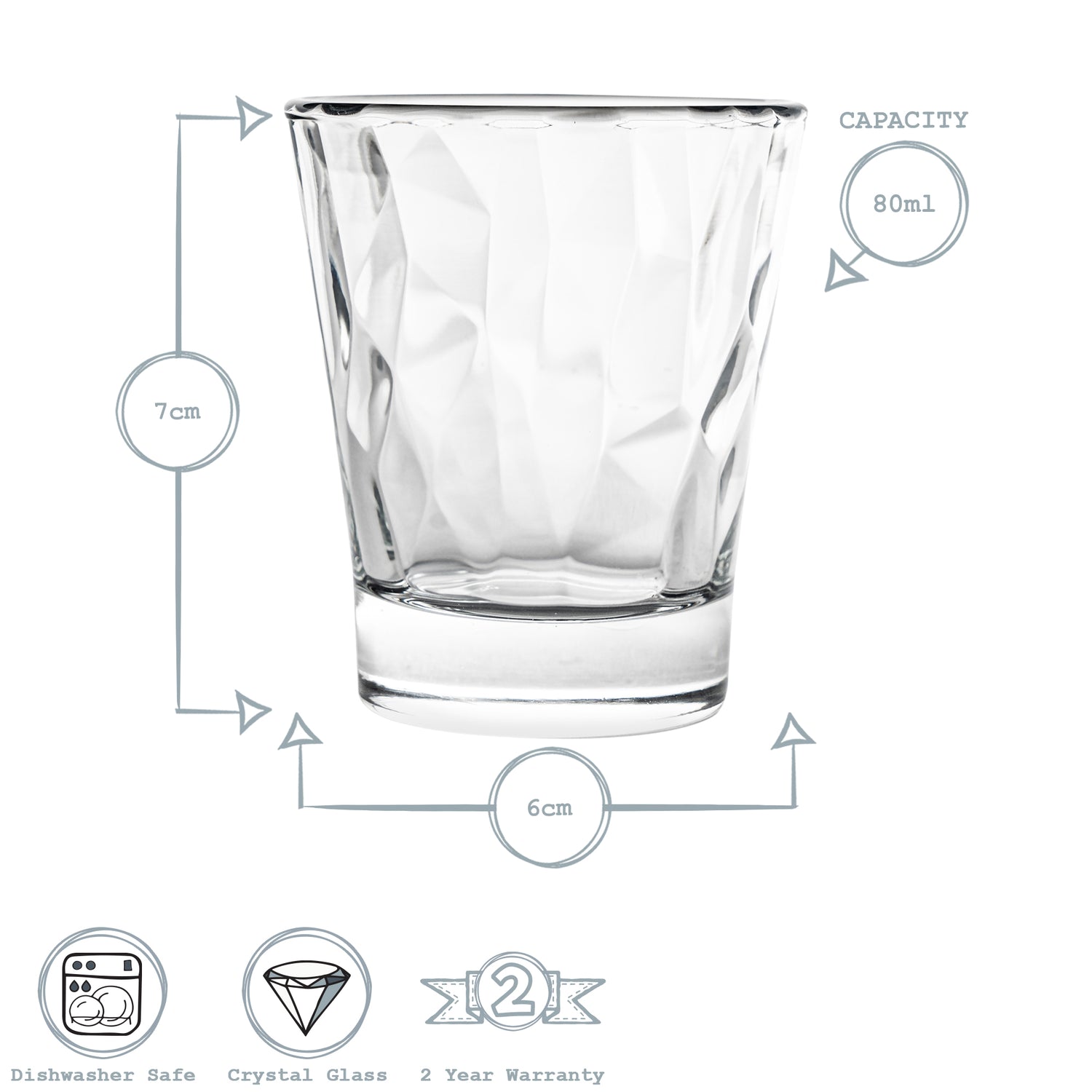 Bormioli Rocco Diamond Dimpled Shot Glass - 80ml
