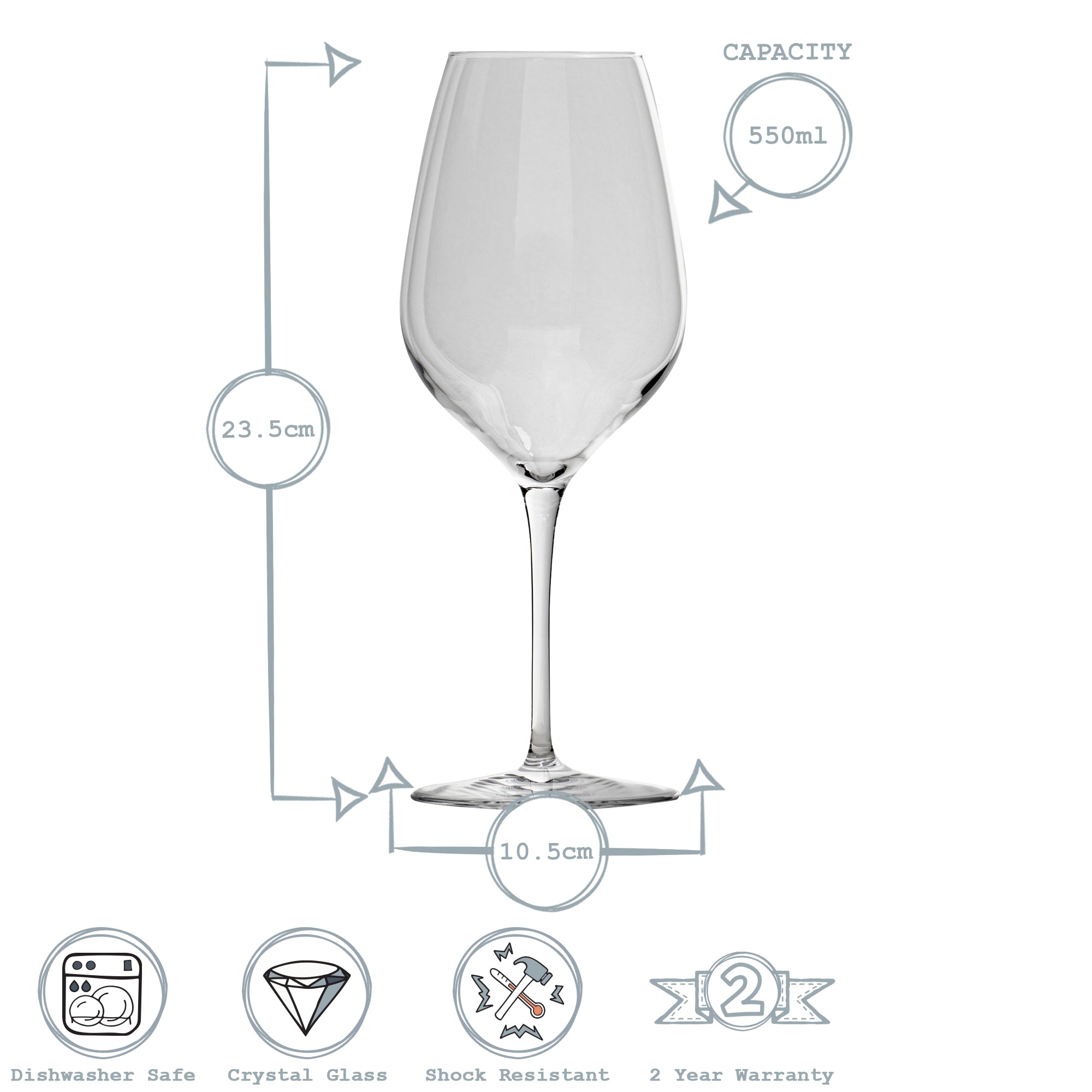 Bormioli Rocco Inalto Tre Sensi Large Wine Drinking Glass - 550ml