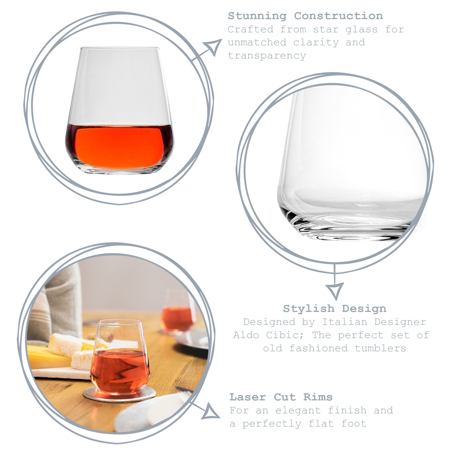 Bormioli Rocco Inalto Uno Double Whiskey / Old Fashioned Tumbler - 350ml