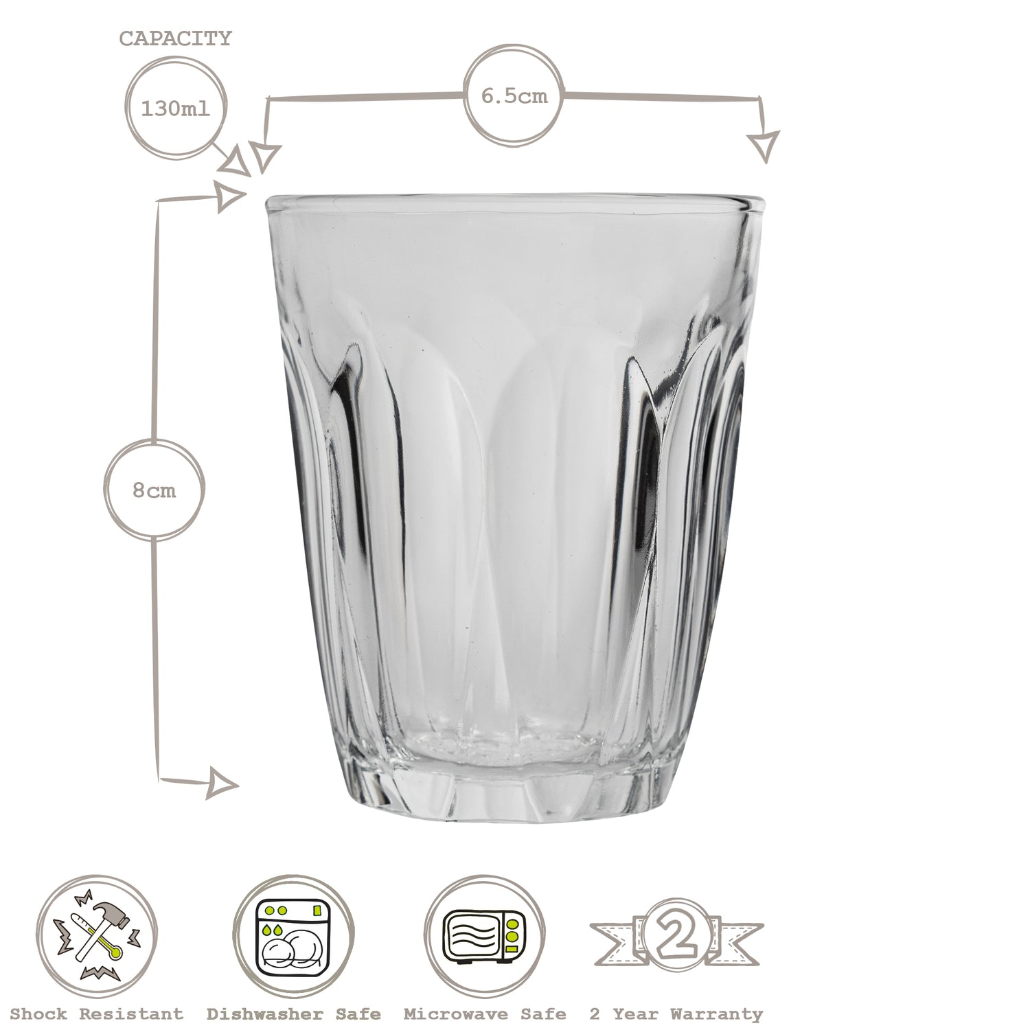 Duralex Provence Glass Drinking Tumbler - 130ml