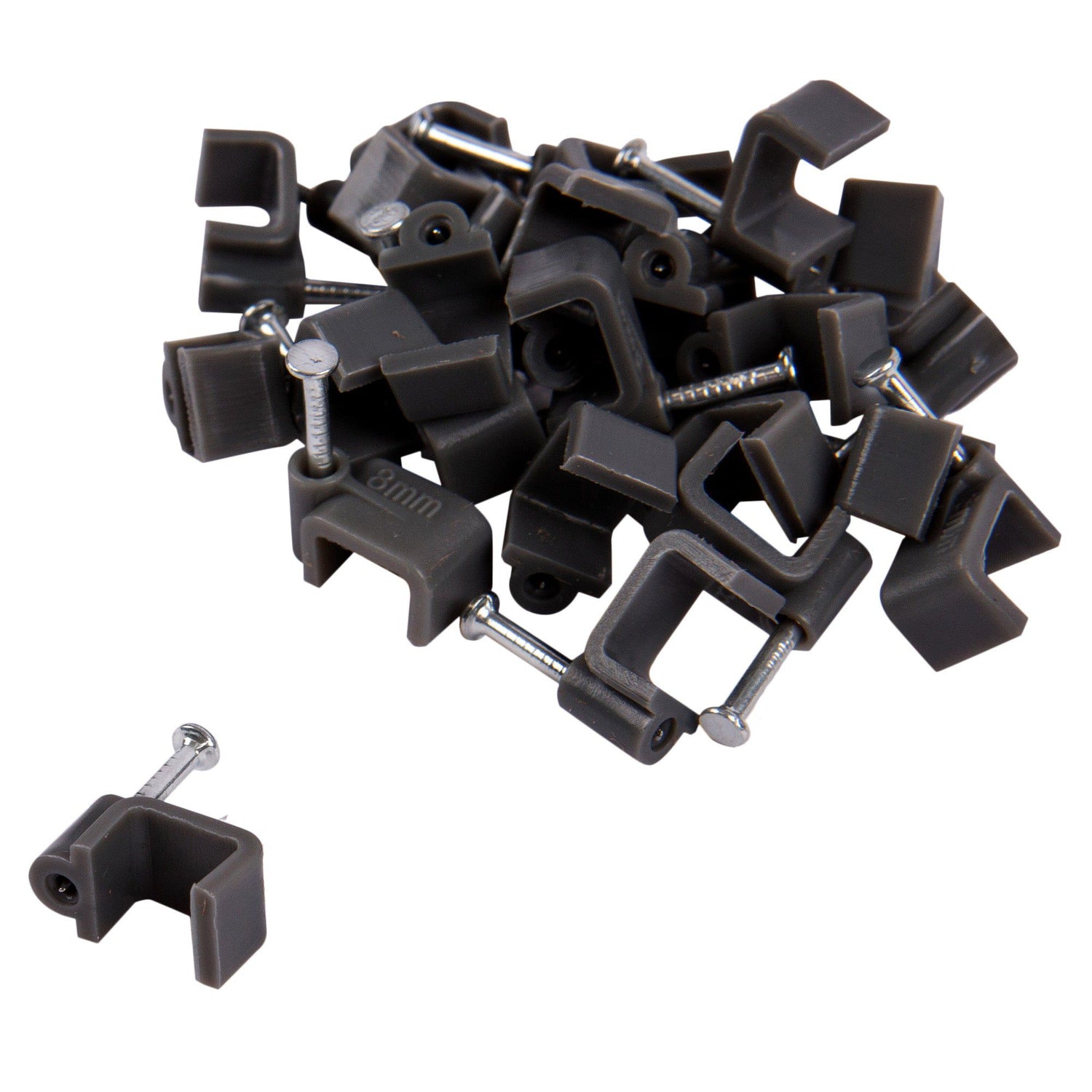 80pc Round Plastic Cable Clips Set - 3 Sizes