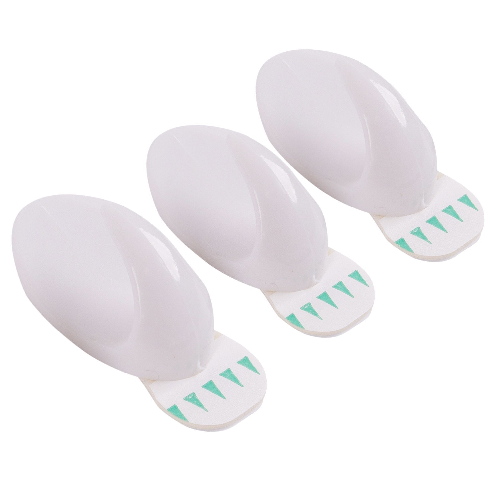 White 30mm x 50mm Oval Plastic Self-Adhesive Hooks - Pack of 3 - By Ashley