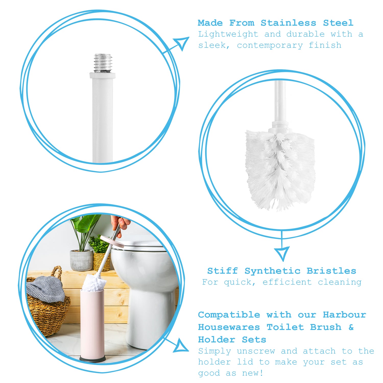 Replacement Toilet Brush - White