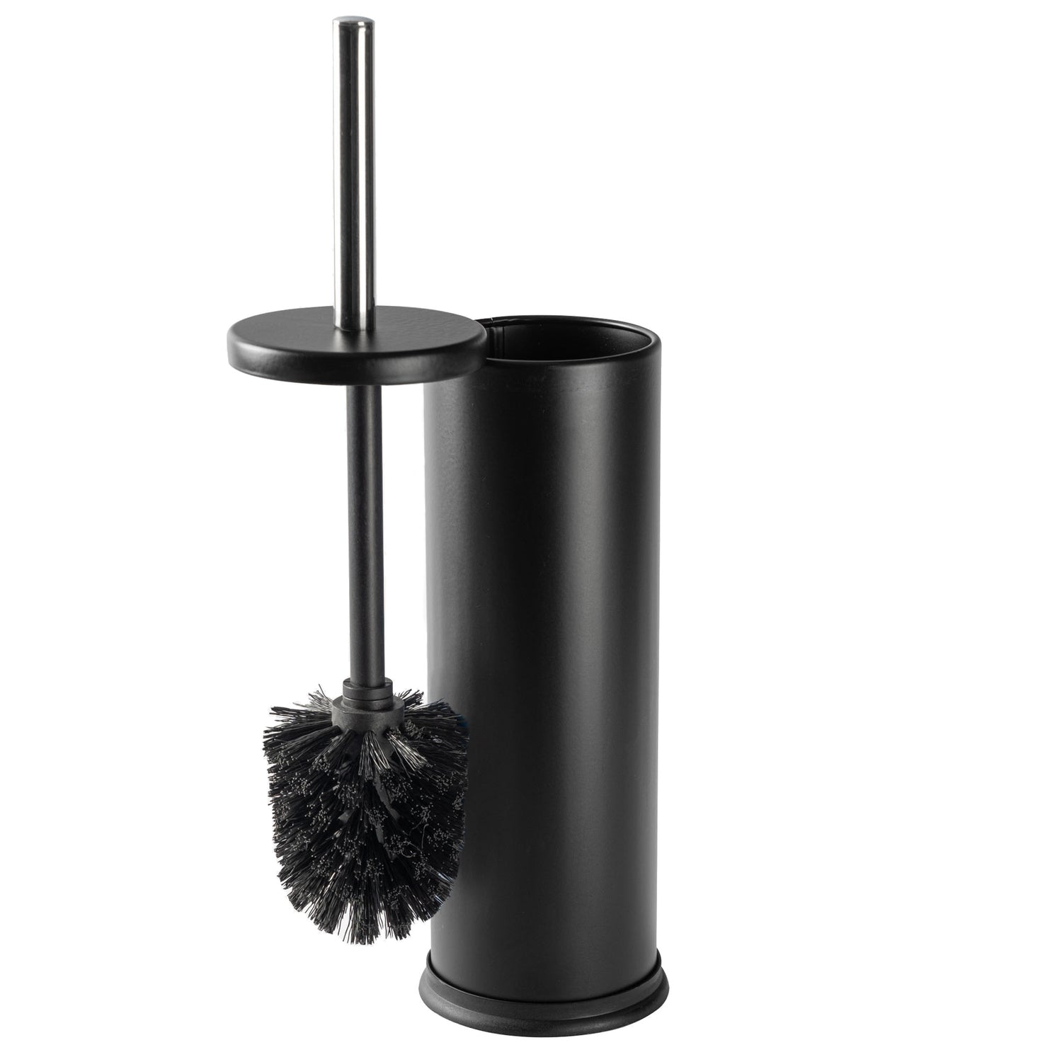 Harbour Housewares Steel Bathroom Toilet Brush & Holder - Black Matt