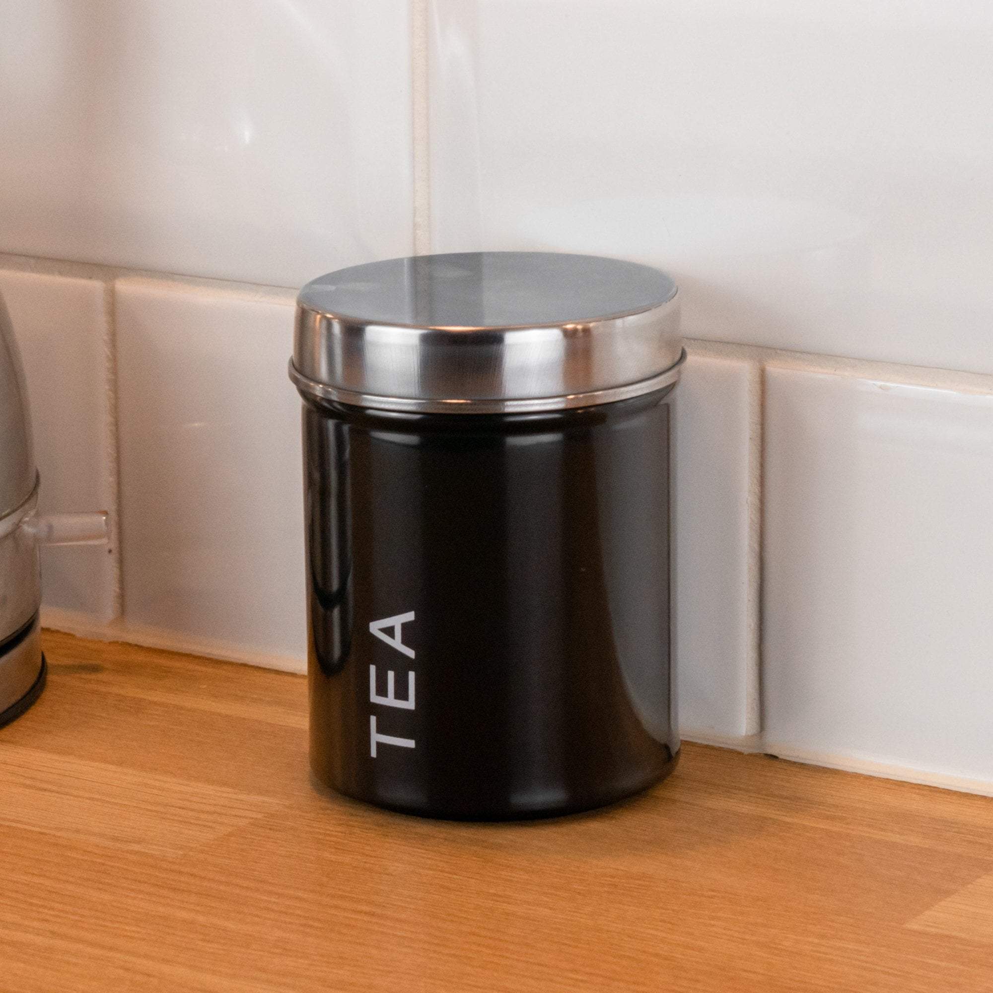 Harbour Housewares Metal Tea Canister - Black