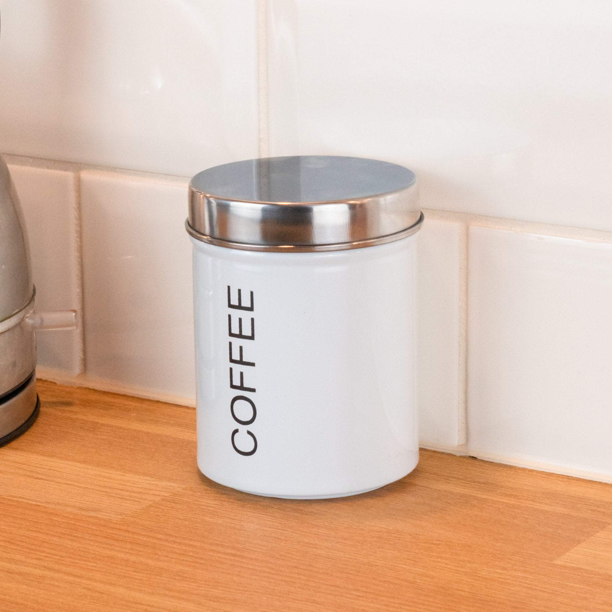 Harbour Housewares Metal Coffee Canister - White