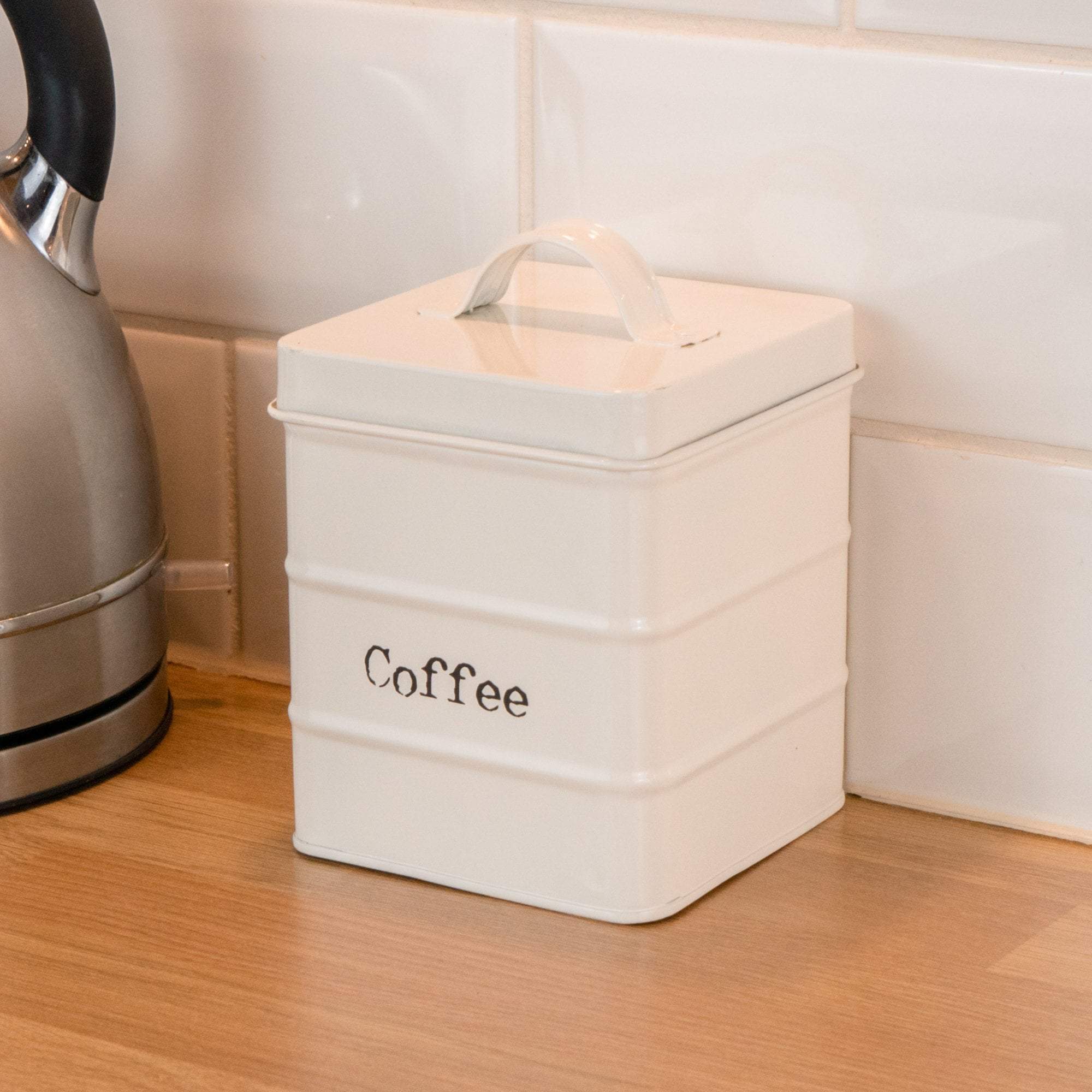 Harbour Housewares Vintage Metal Coffee Canister - Cream