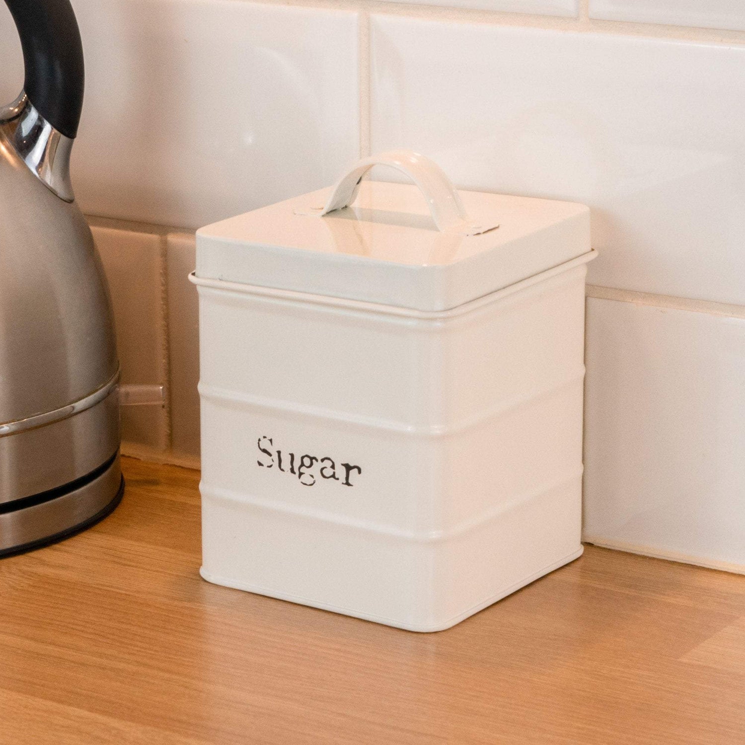 Harbour Housewares Vintage Metal Sugar Canister - Cream