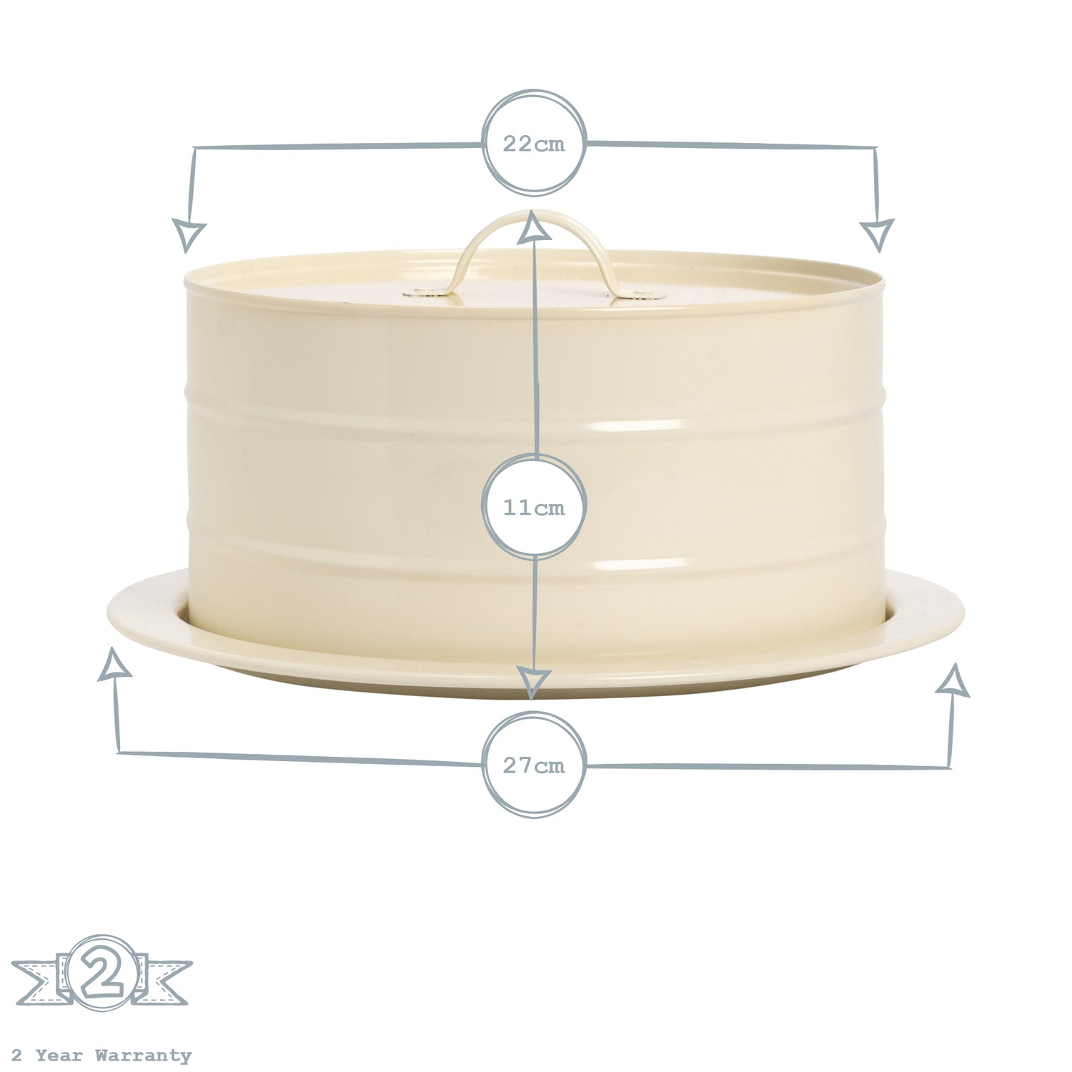 Harbour Housewares Metal Cake Tin - Cream