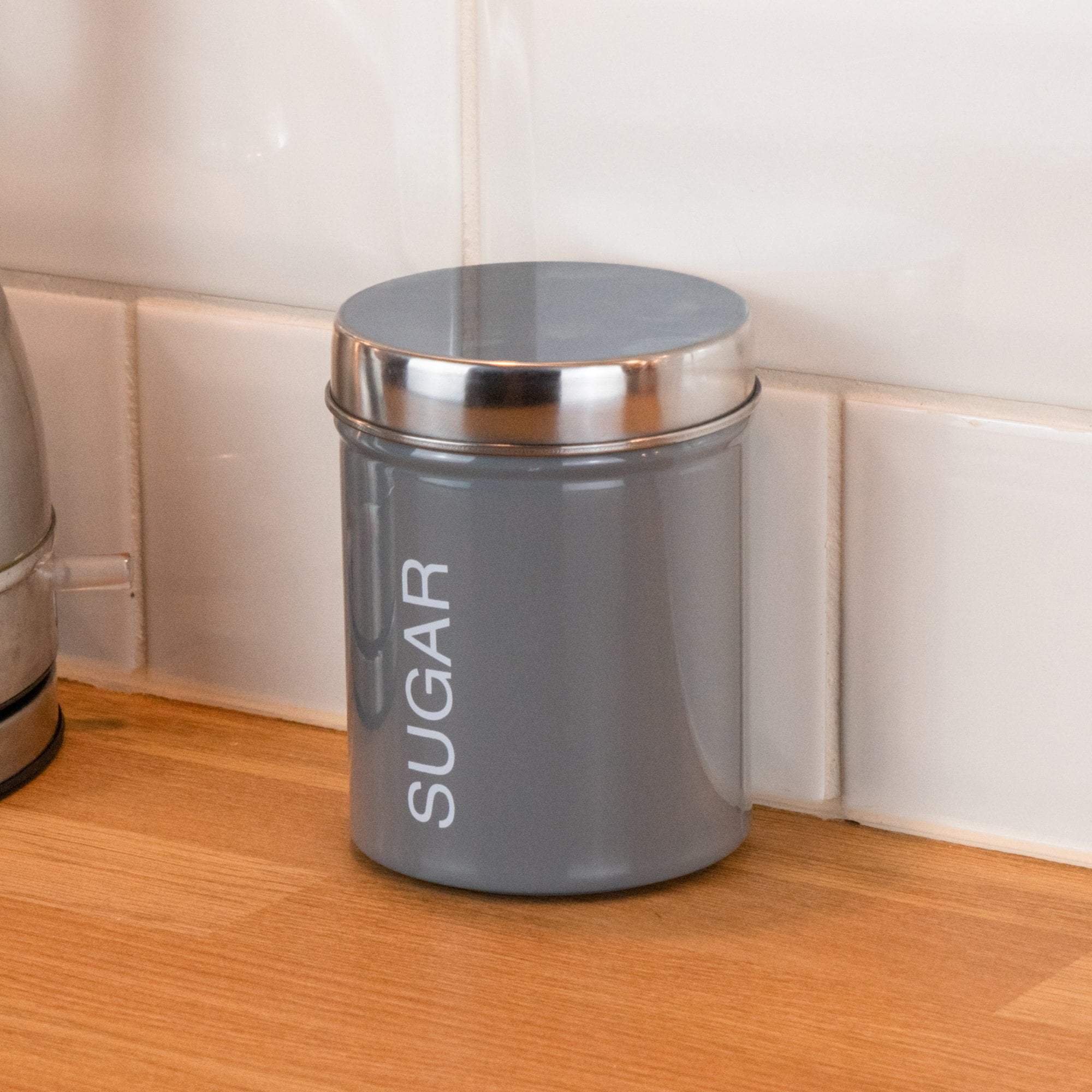 Harbour Housewares Metal Sugar Canister - Grey
