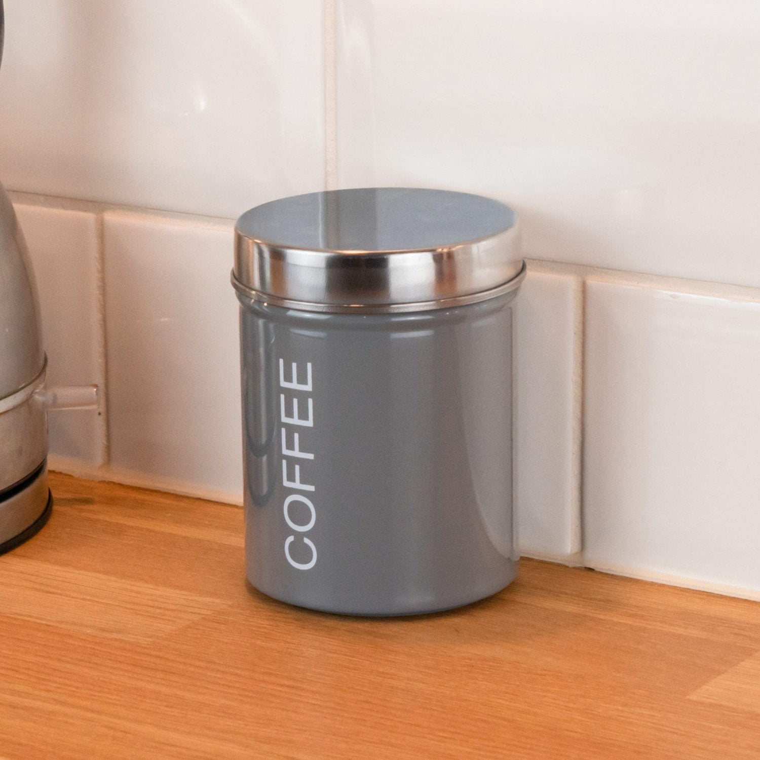 Harbour Housewares Metal Coffee Canister - Grey