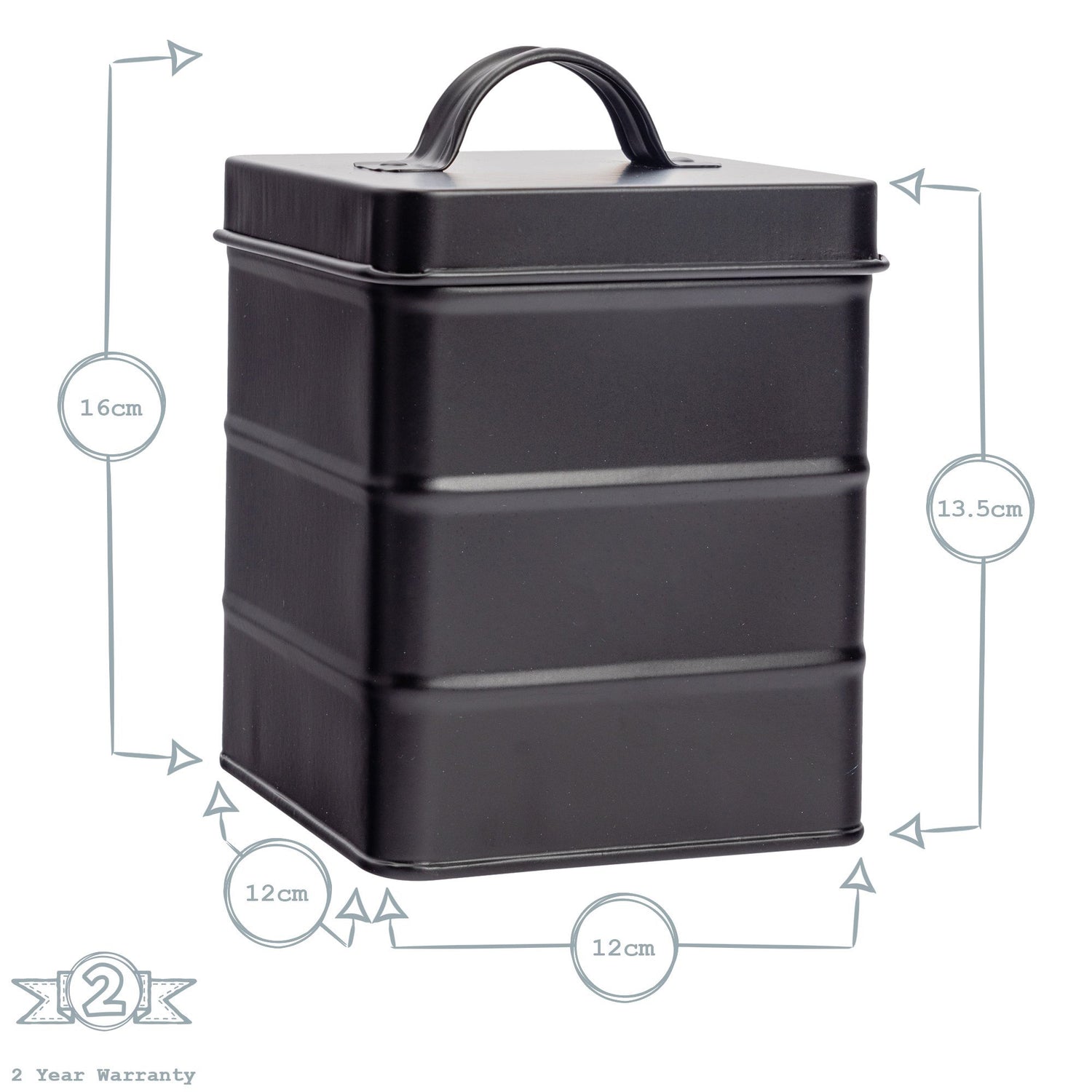 Harbour Housewares Vintage Metal Kitchen Tea Canister Dimensions