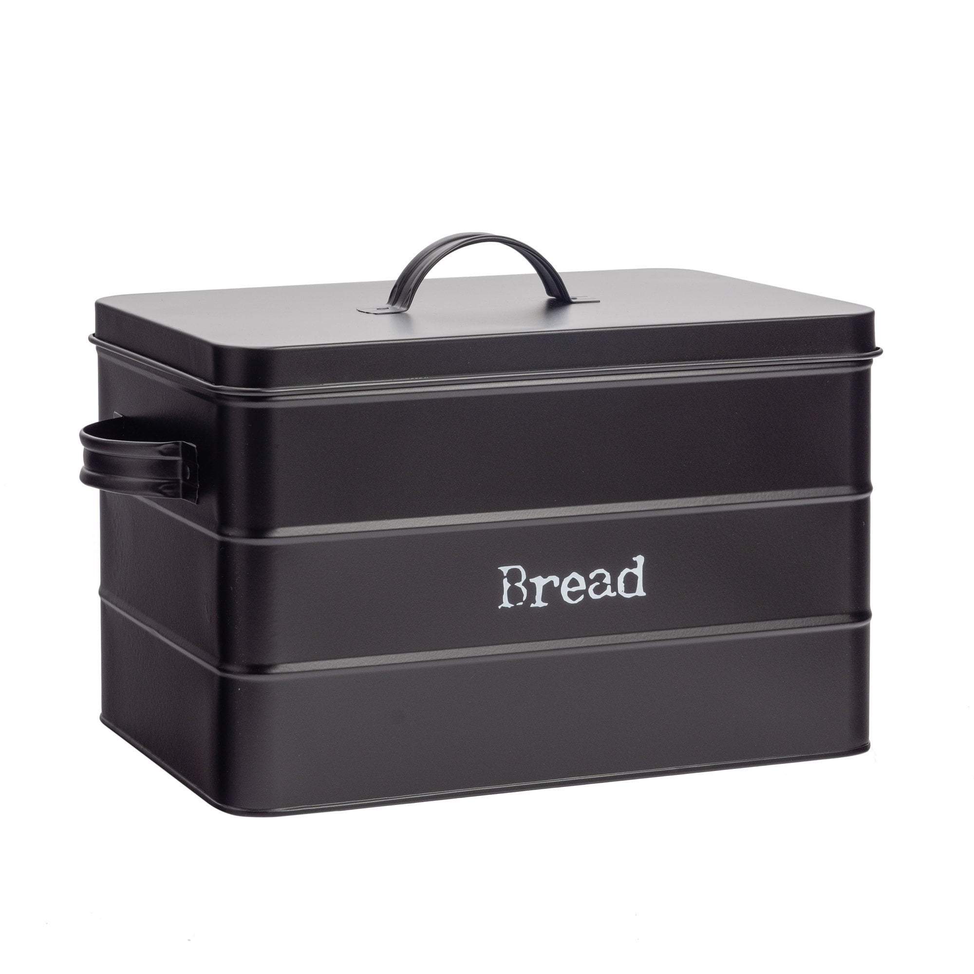 Harbour Housewares Vintage Metal Kitchen Bread Bin - Black