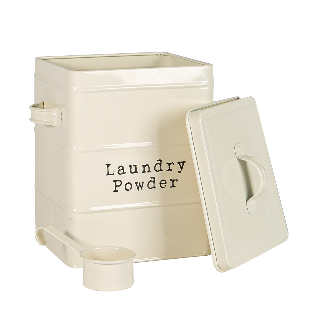 Vintage Metal Washing Powder Storage Tin - Cream