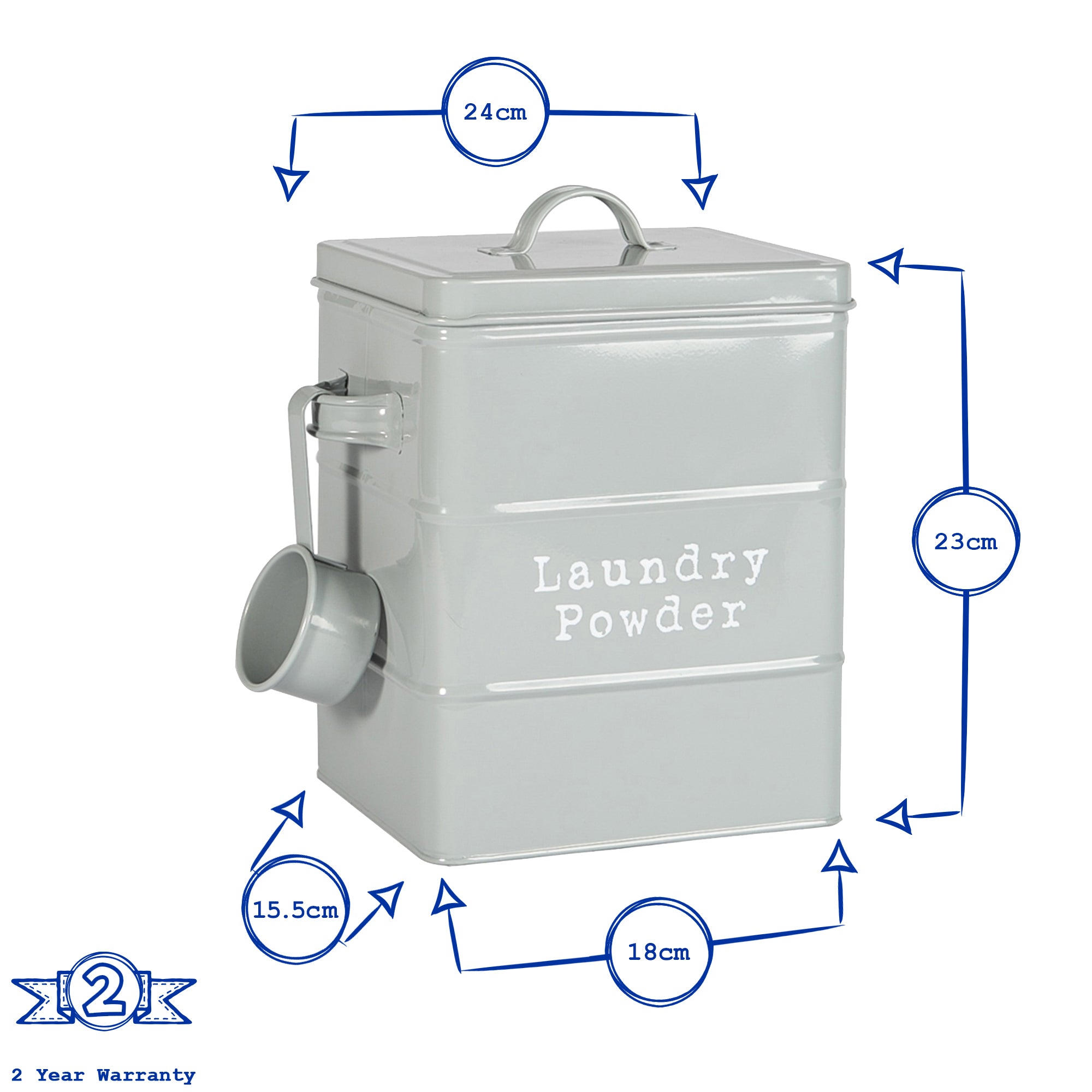 Vintage Metal Washing Powder Storage Tin - Grey