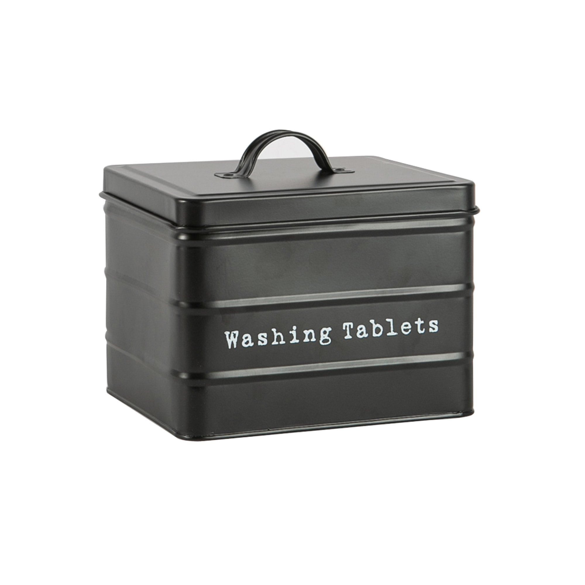 Harbour Housewares Vintage Metal Washing Tablets Storage Tin - Black