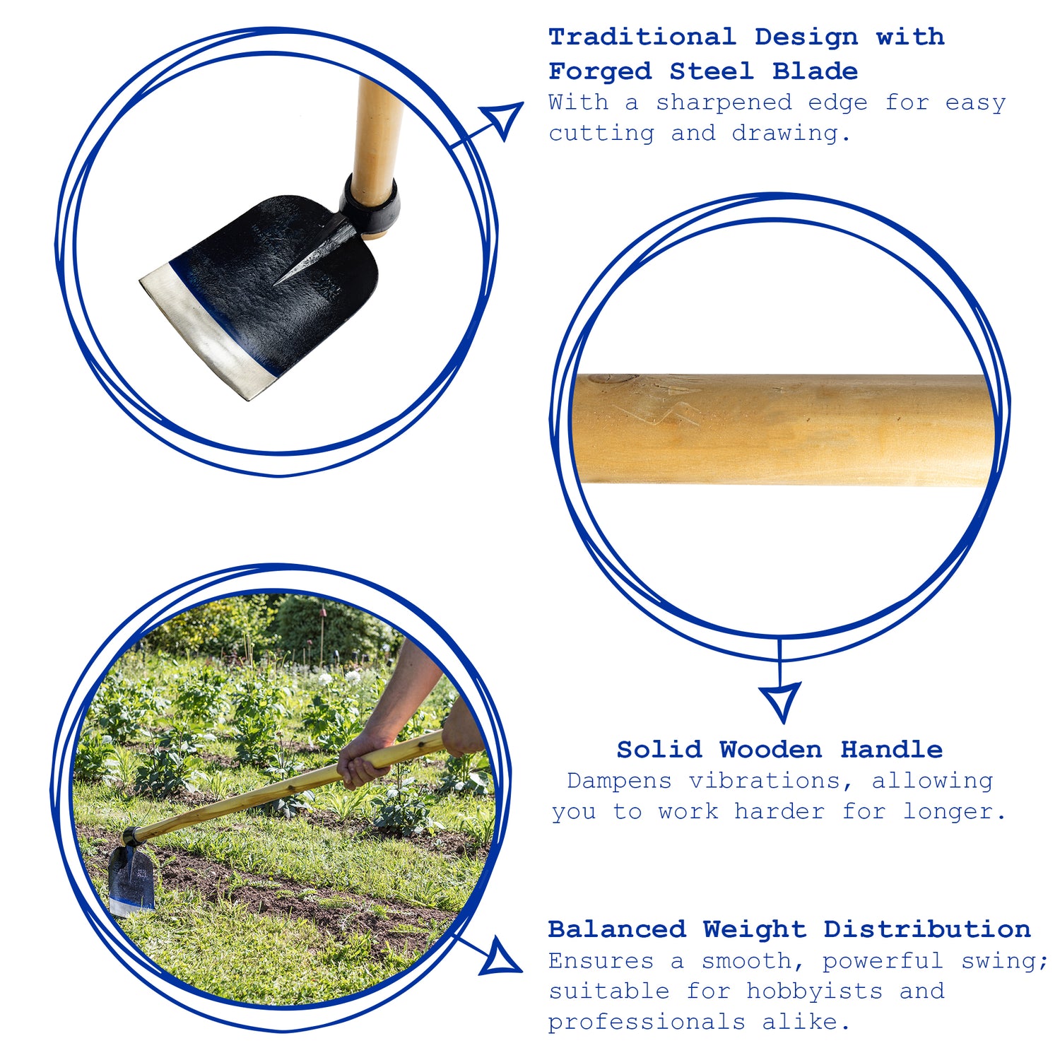 Harbour Housewares Full-sized Azada Digging Hoe - 110cm
