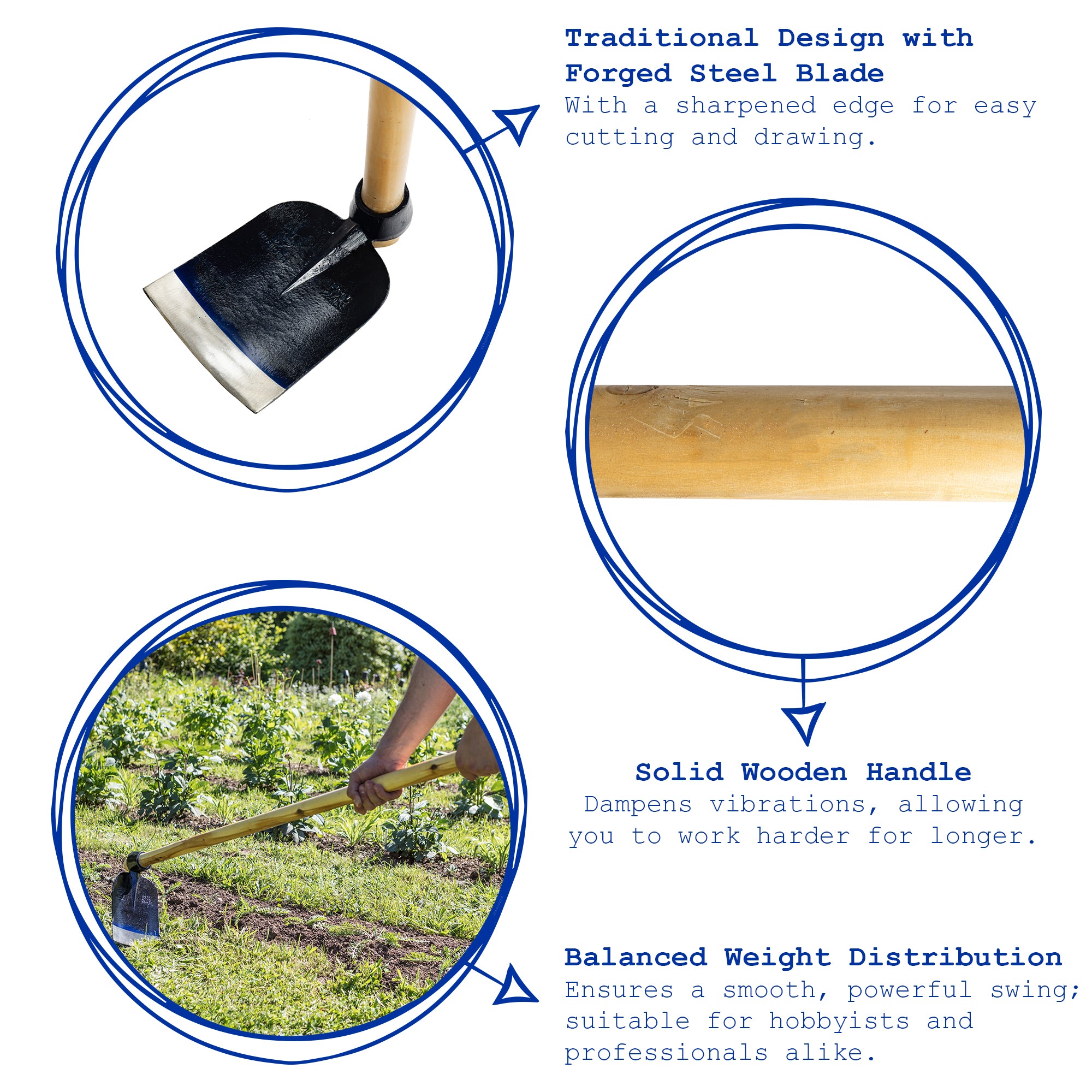 Harbour Housewares Full-sized Azada Digging Hoe - 110cm
