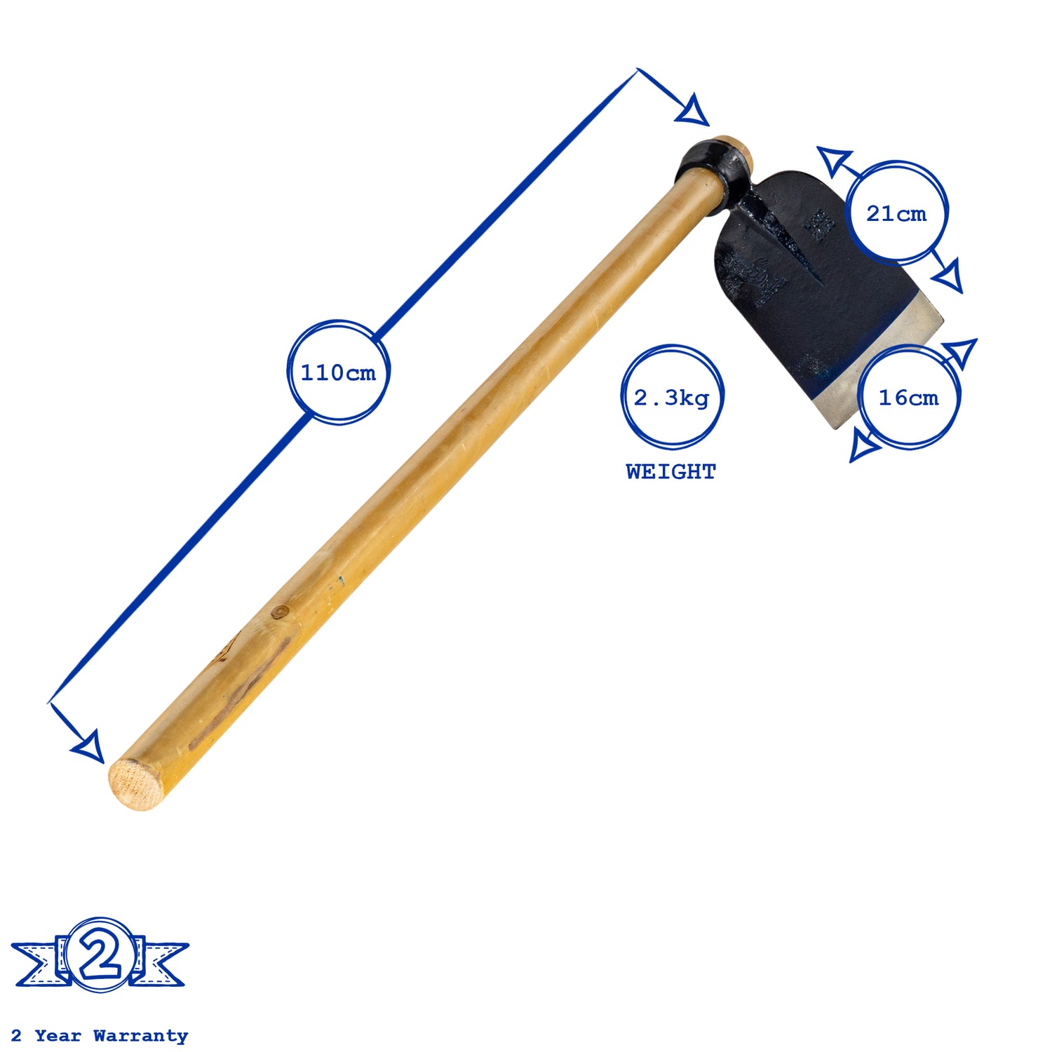 Harbour Housewares Full-sized Azada Digging Hoe - 110cm
