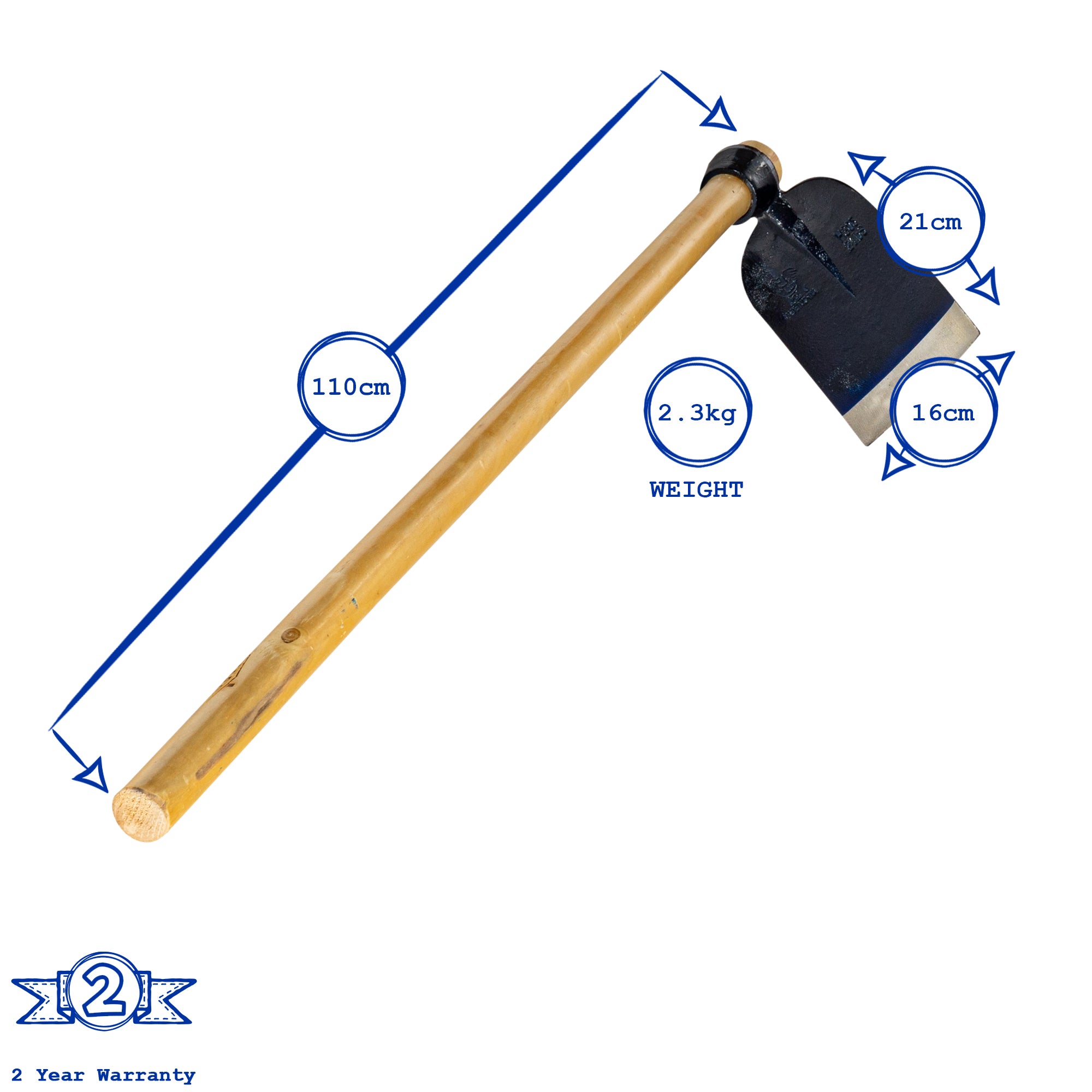 Harbour Housewares Full-sized Azada Digging Hoe - 110cm