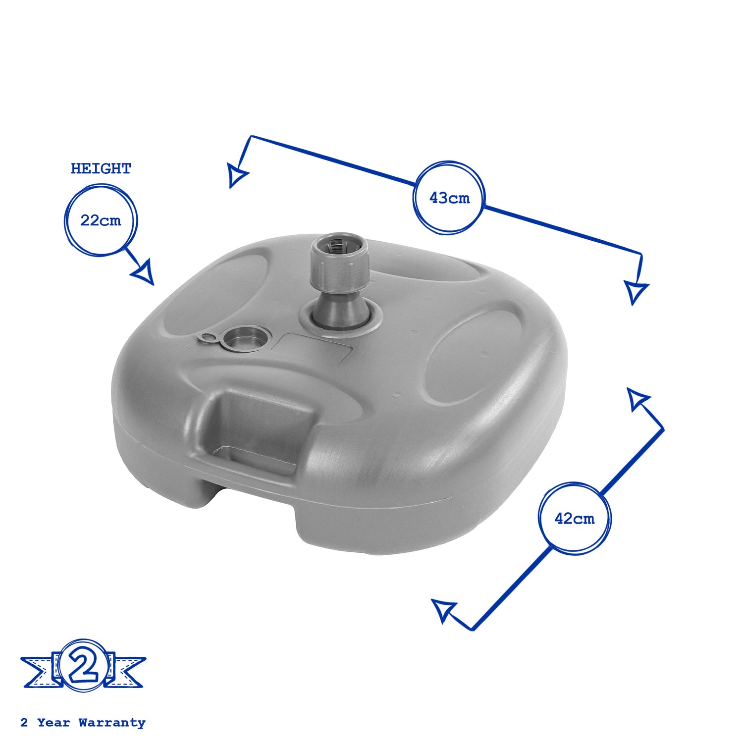 Plastic Fillable Parasol Base - 20 Litre - Grey