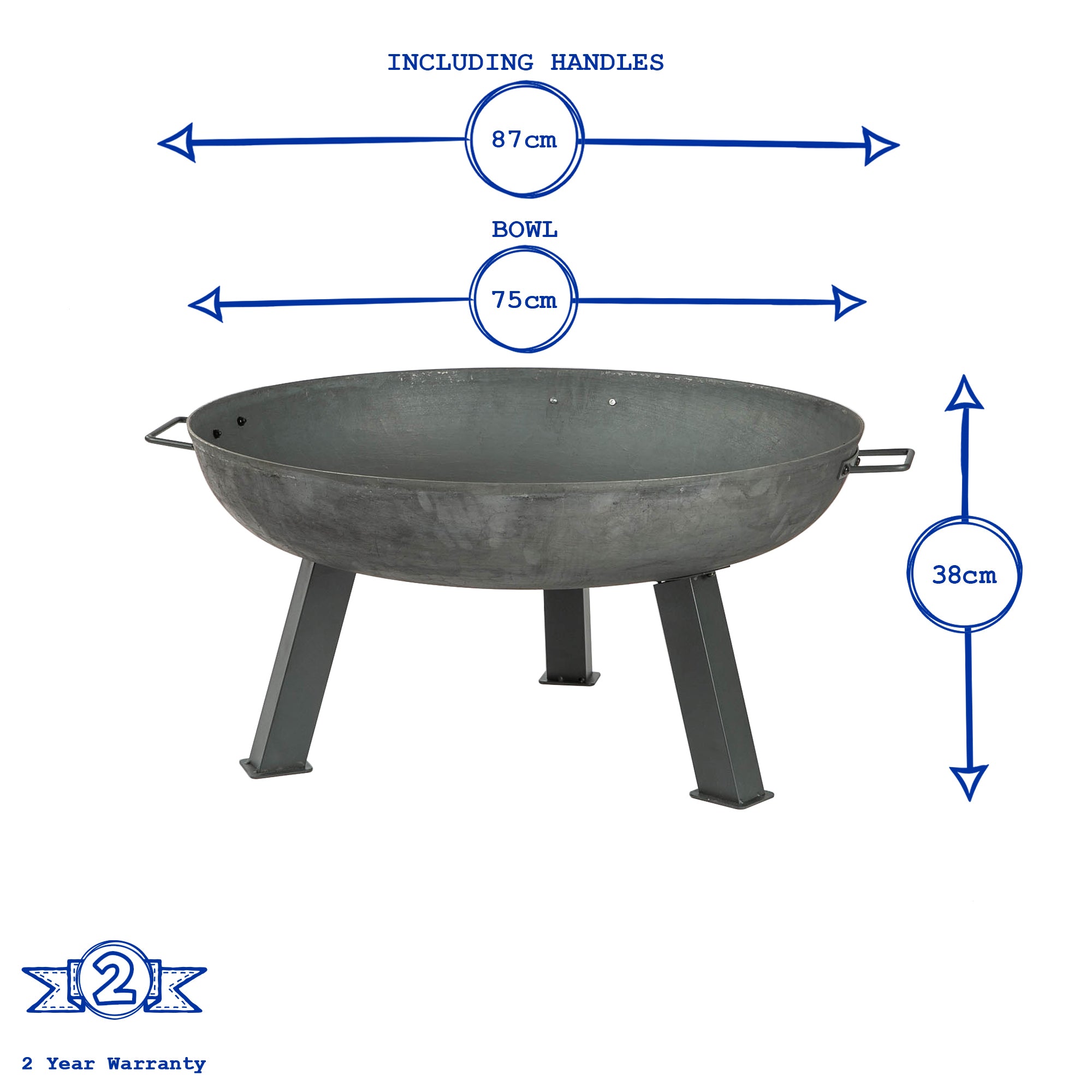Harbour Housewares 3pc Round Firepit, Grill and Dome Set