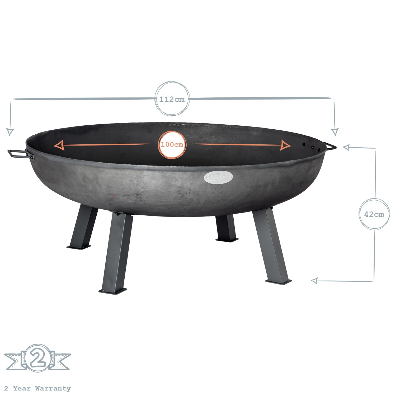 Harbour Housewares Cast Iron Garden Fire Pit - 100cm