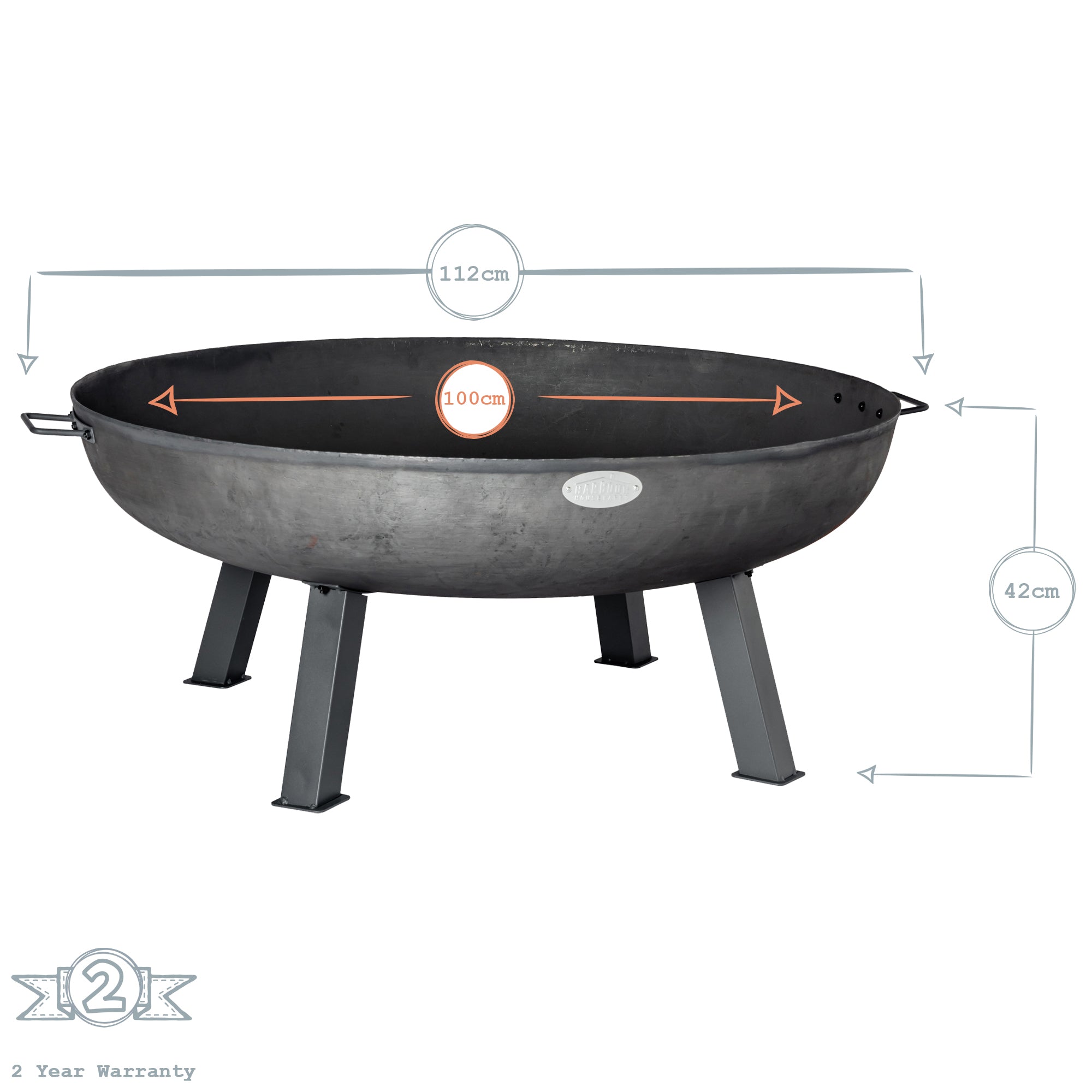 Harbour Housewares Cast Iron Garden Fire Pit - 100cm
