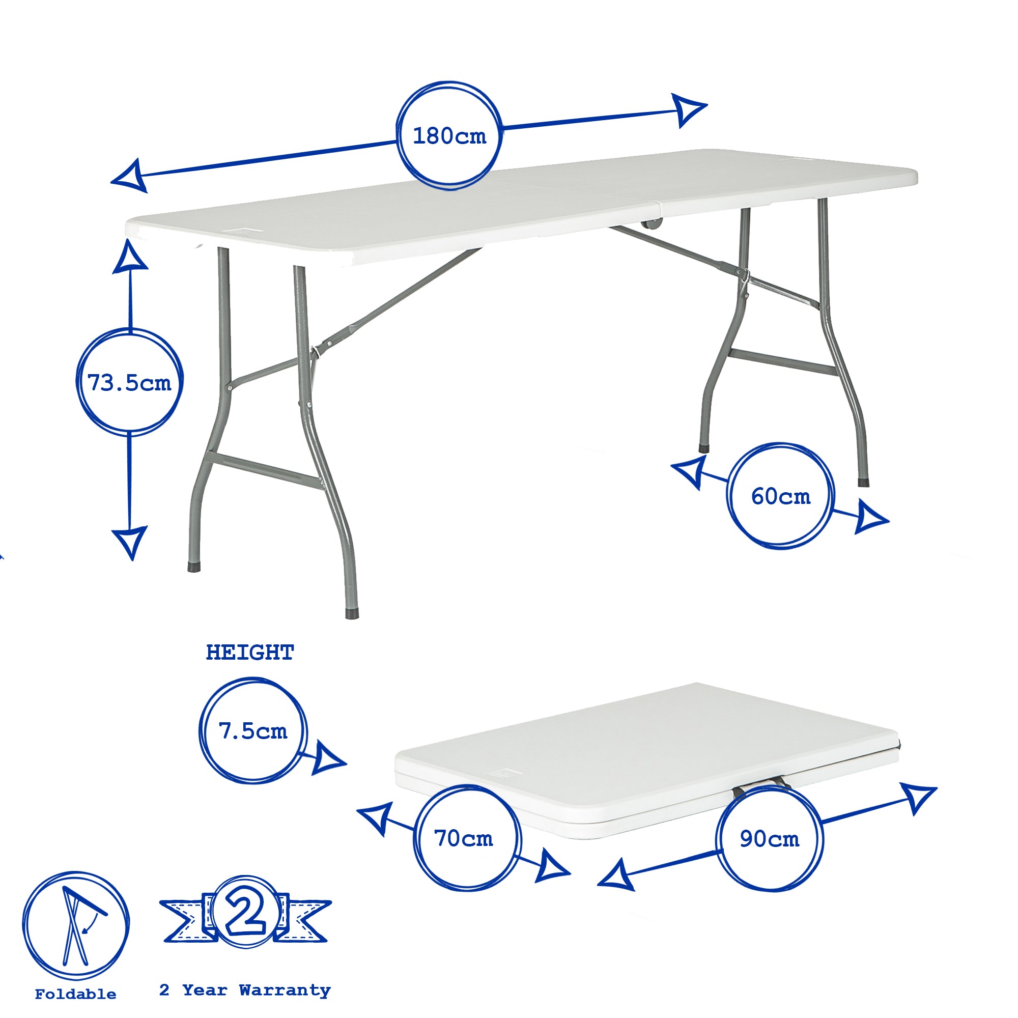 Harbour Housewares Trestle Folding Table - 6ft - Pallet of 28