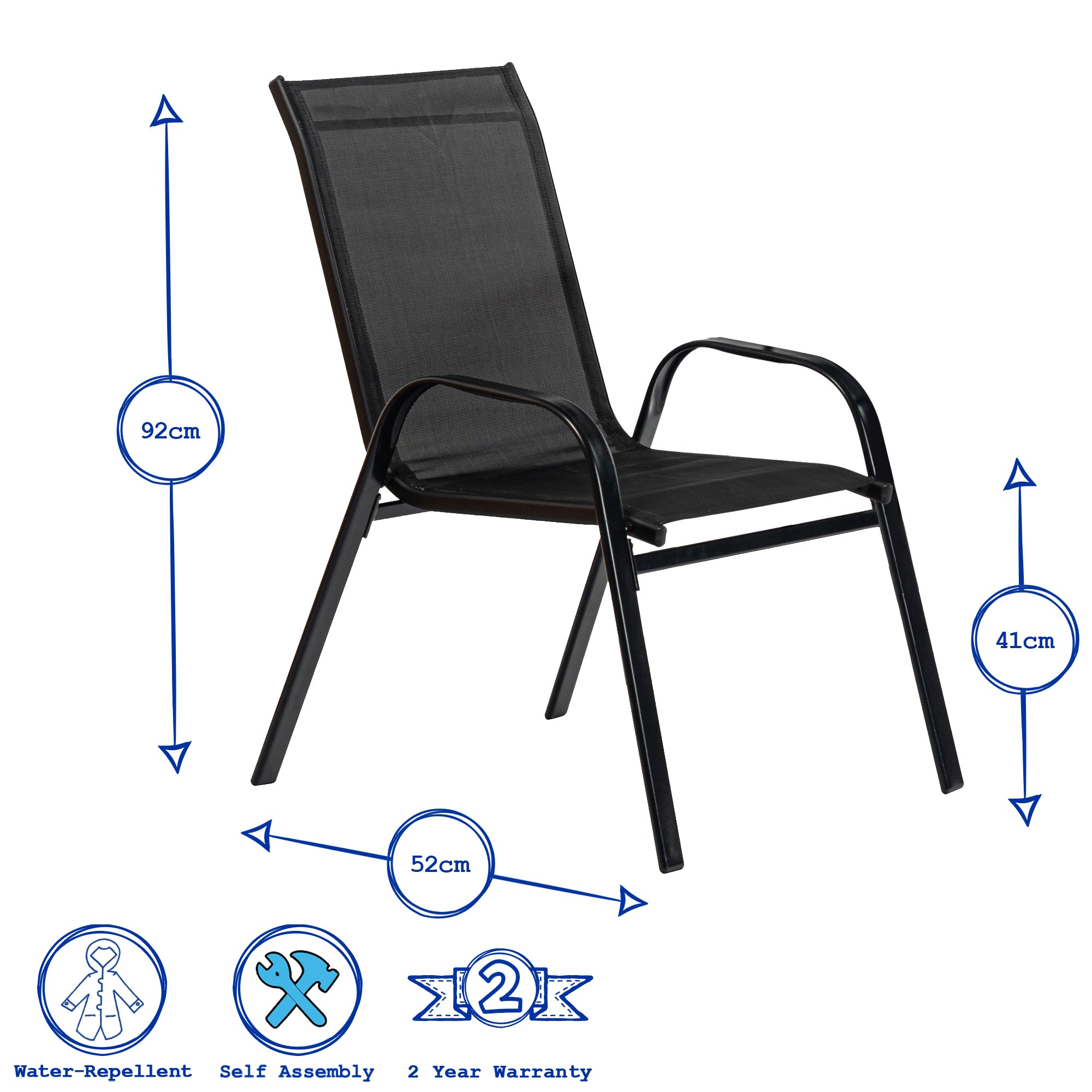 Harbour Housewares Texteline Canvas Garden Chair - Black