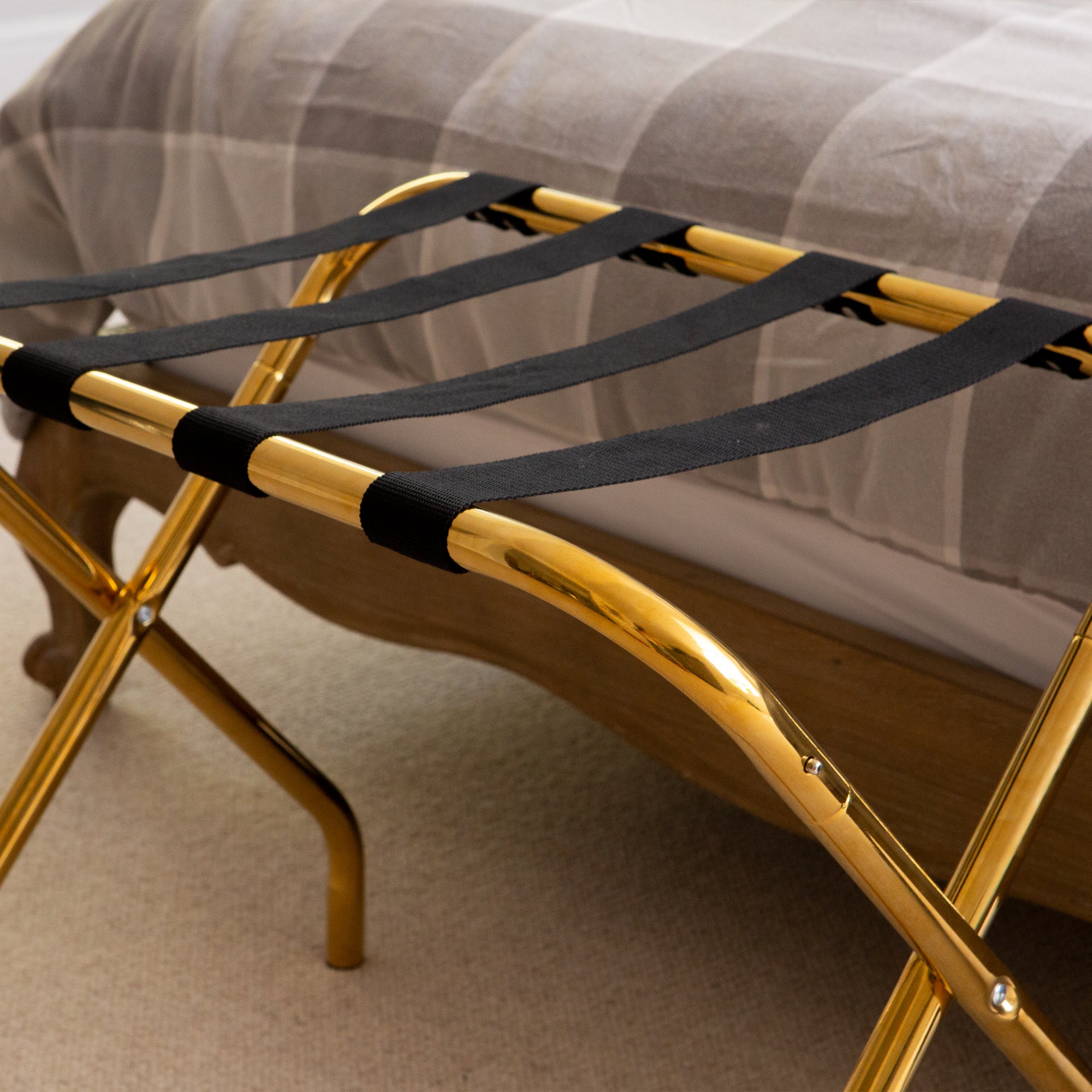Harbour Housewares Folding Metal Luggage Rack - Gold