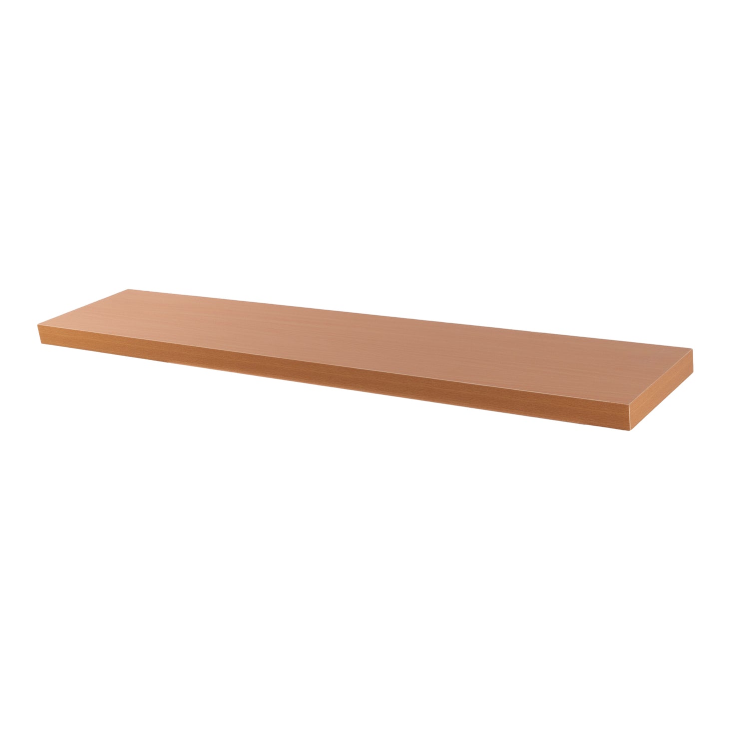 Harbour Housewares Large Rectangular Wooden Floating Wall Shelf - 120cm - Natural Beech