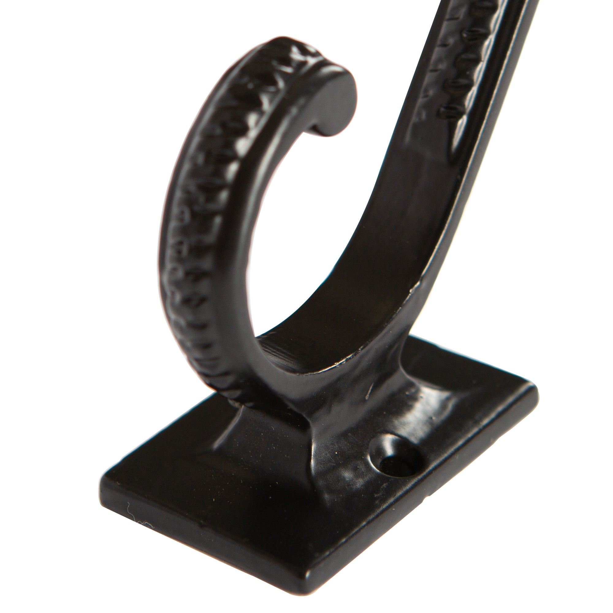 Square Back Scroll Hat & Coat Hook - W35mm x H100mm - Black