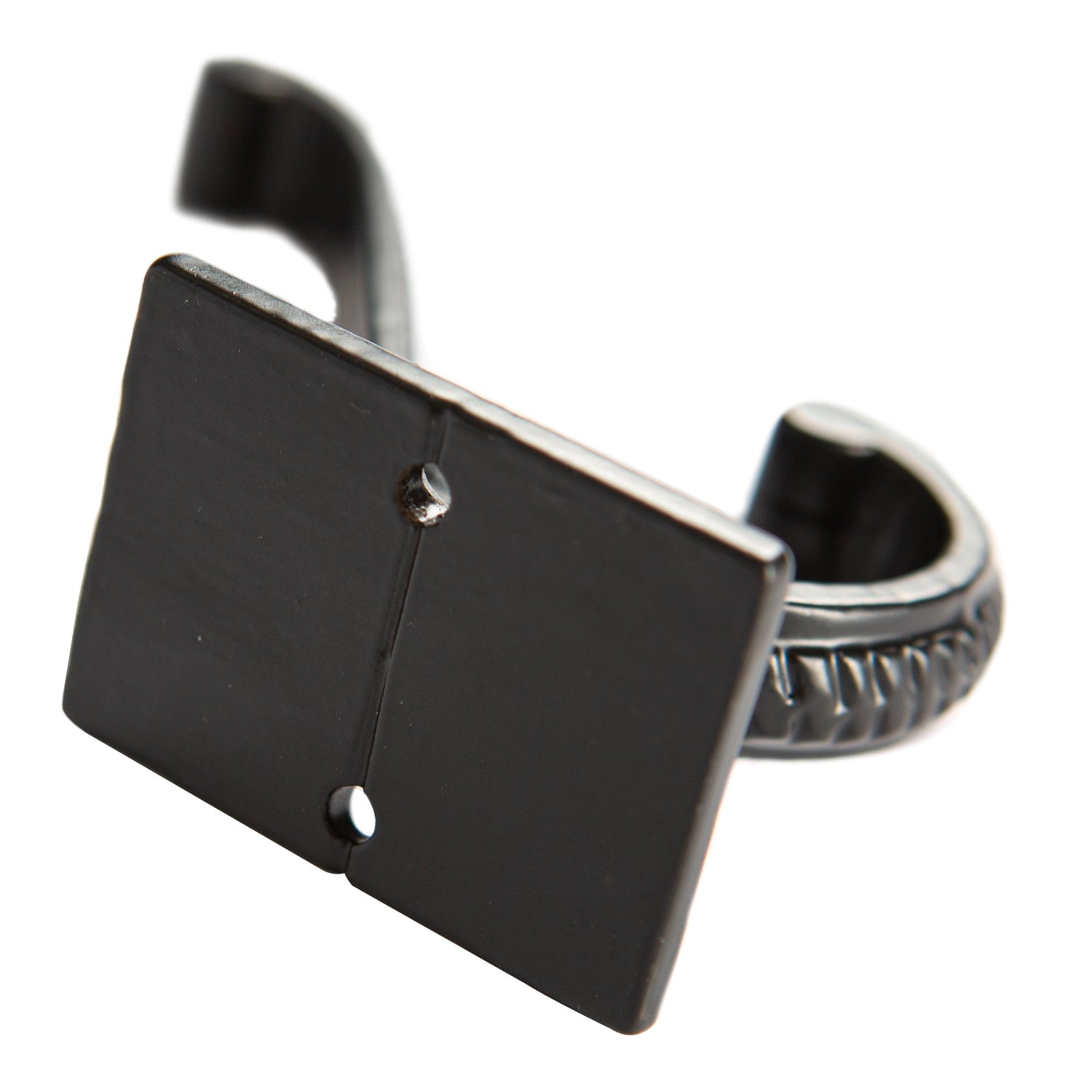 Square Back Scroll Hat & Coat Hook - W35mm x H100mm - Black