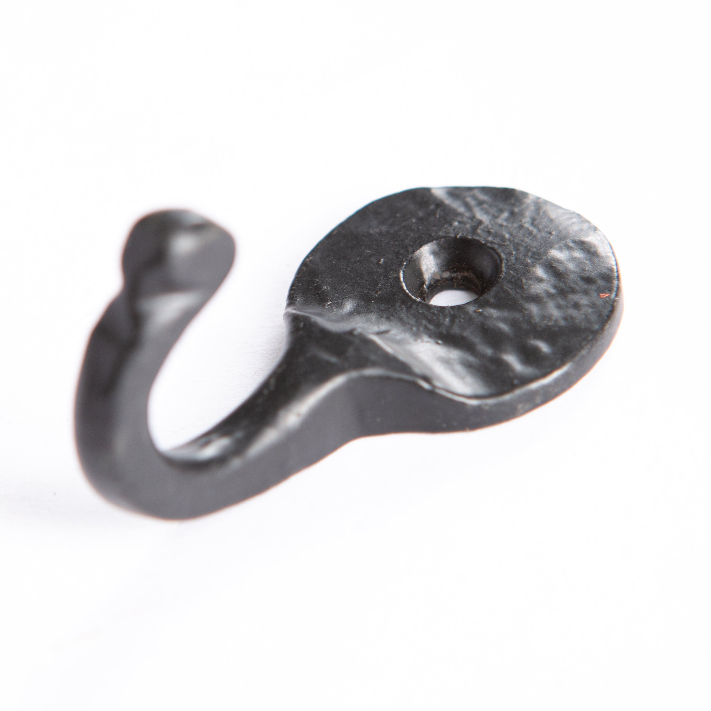 Hammered Round Plate Single Hook - W25mm x H45mm - Black