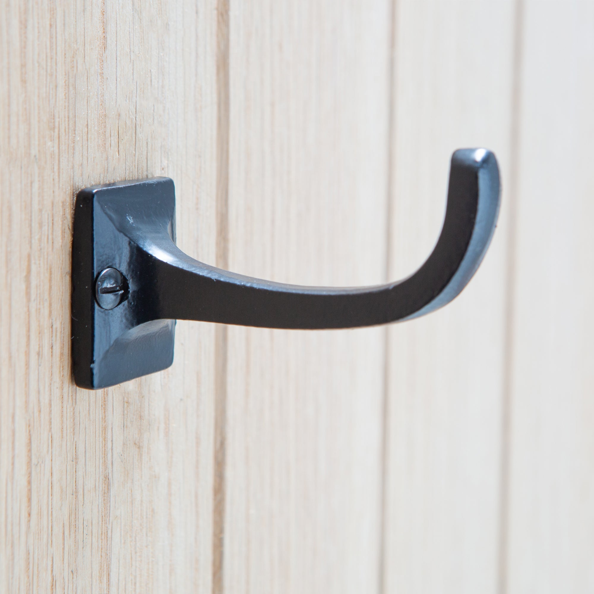 Square Back Curved Hook - W30mm x H45mm - Black