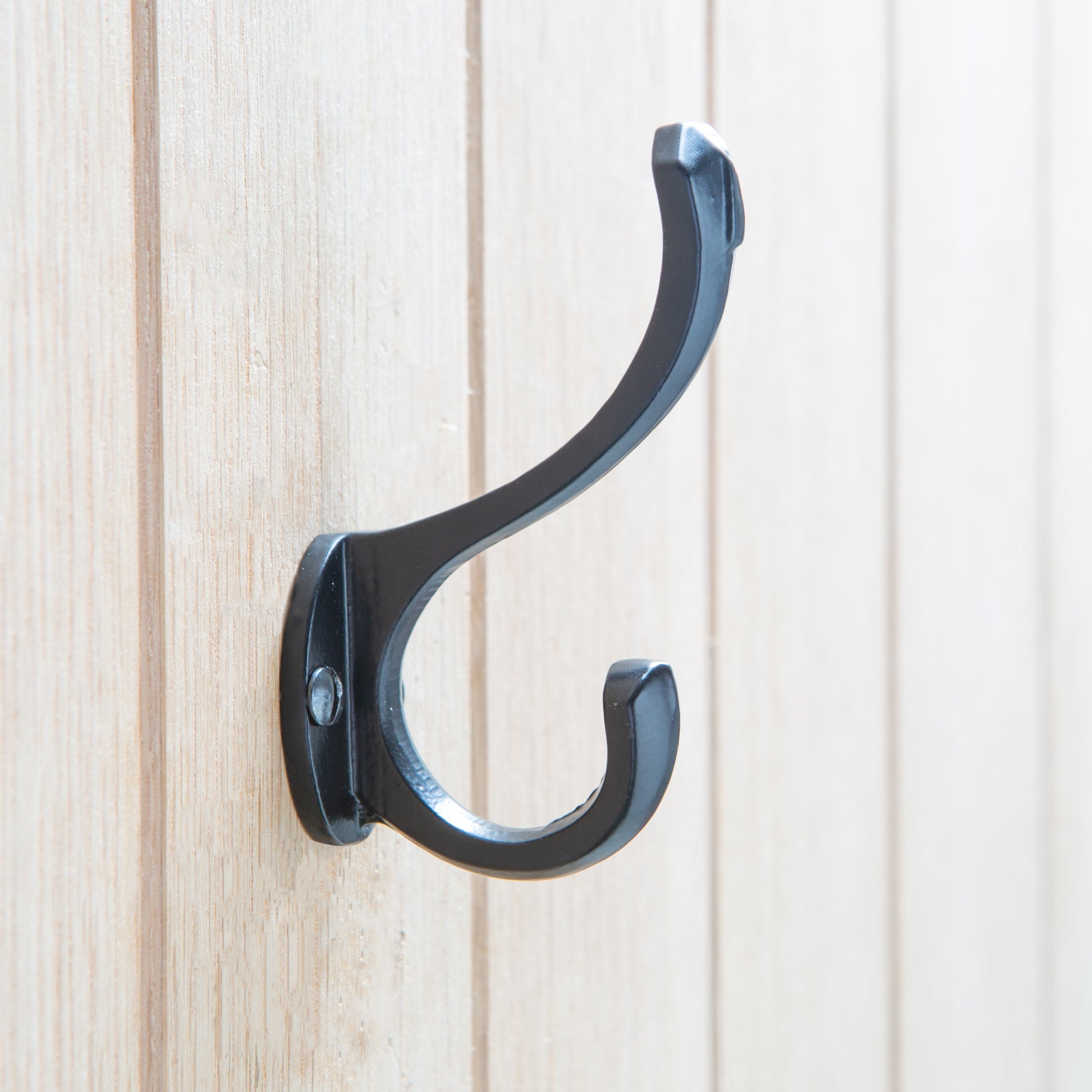 Bevelled End Hat & Coat Hook - W25mm x H85mm - Black