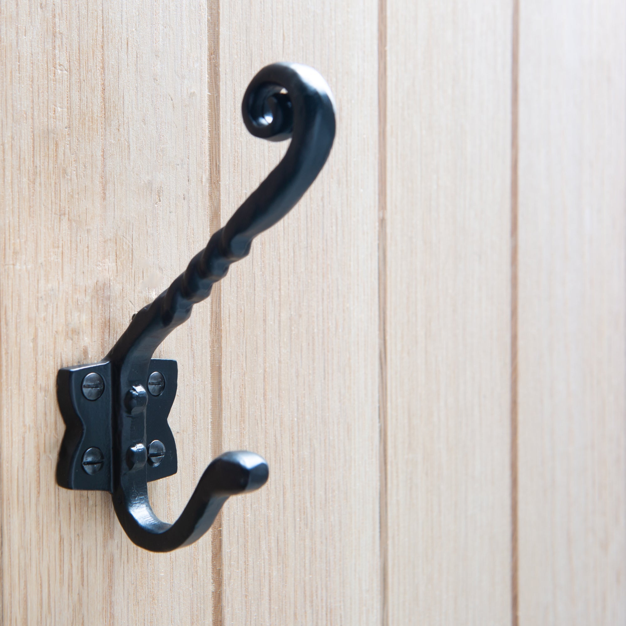 Twisted Scroll Hat & Coat Hook - W40mm x H125mm - Black