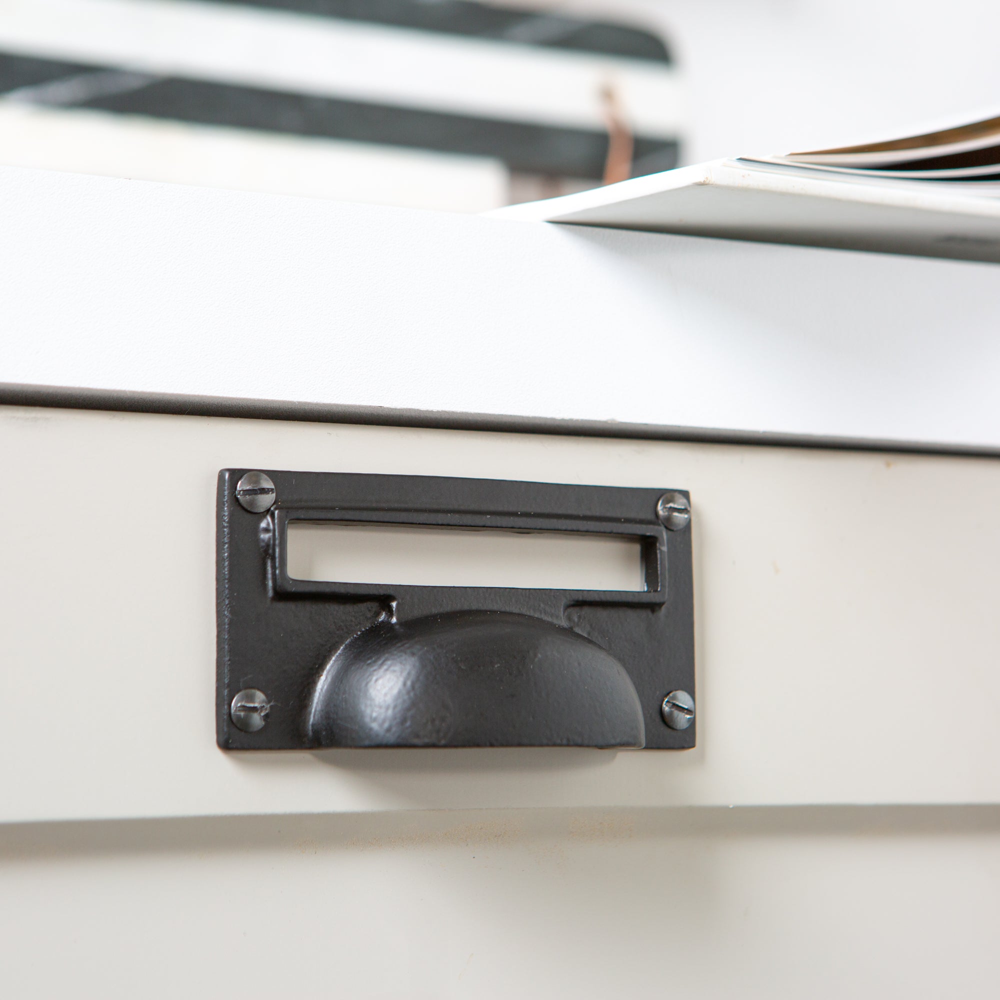 Filing Cabinet Drawer Pull with Card Frame - W100mm x H50mm