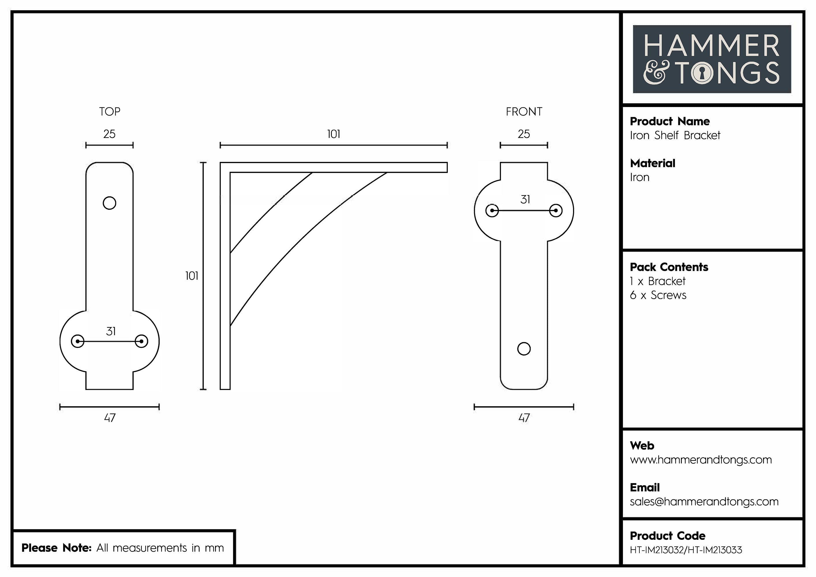 Iron Shelf Bracket - D100mm