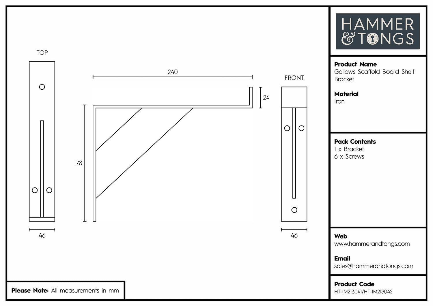 Gallows Style Scaffold Board Shelf Bracket - D240mm