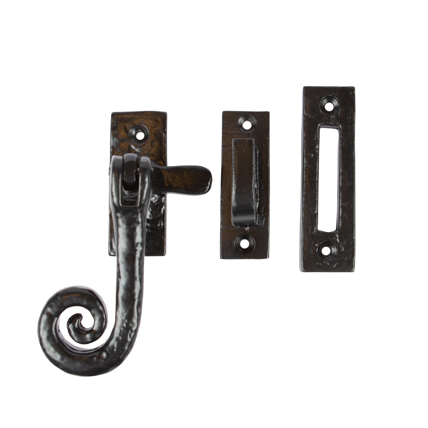 85mm Left Hand Black Curly Tail Window Fastener