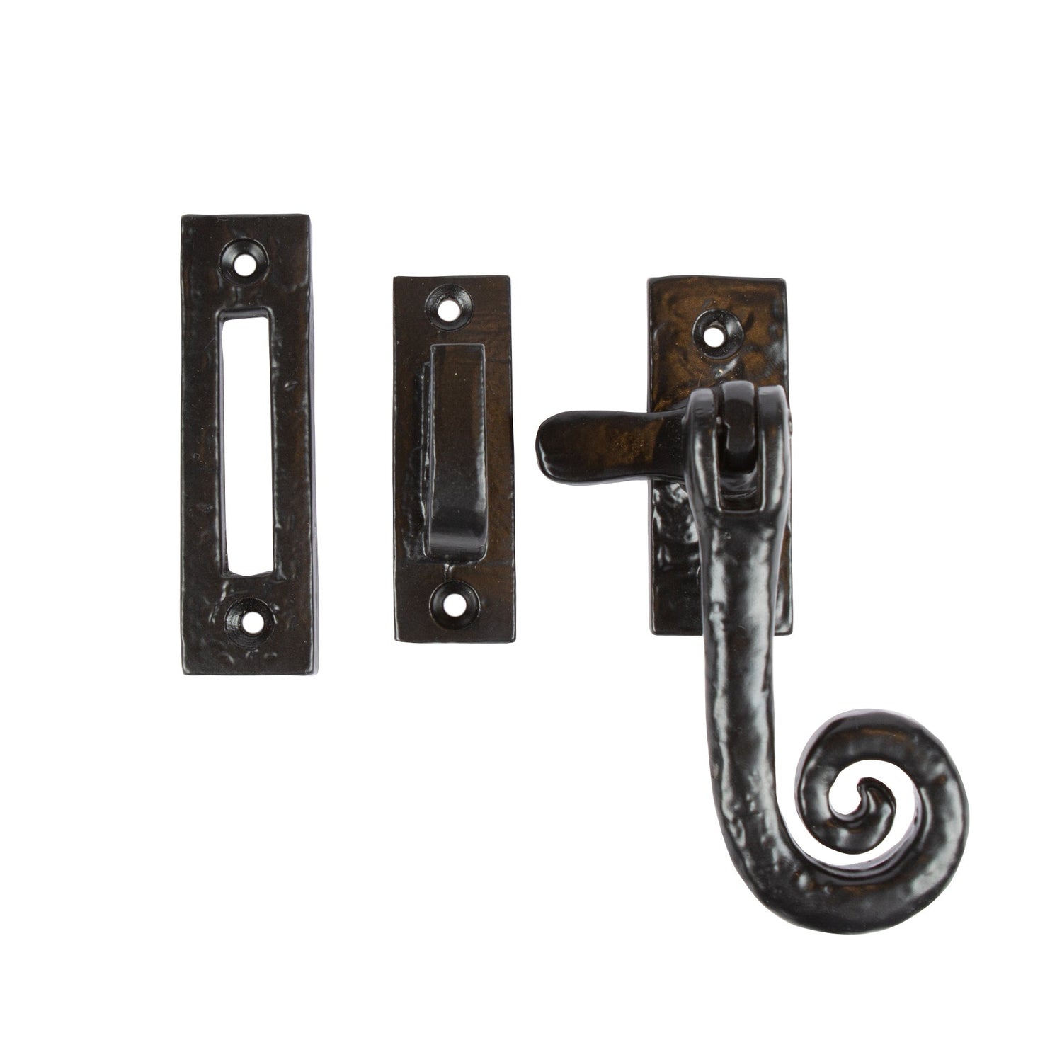 85mm Left Hand Black Curly Tail Window Fastener