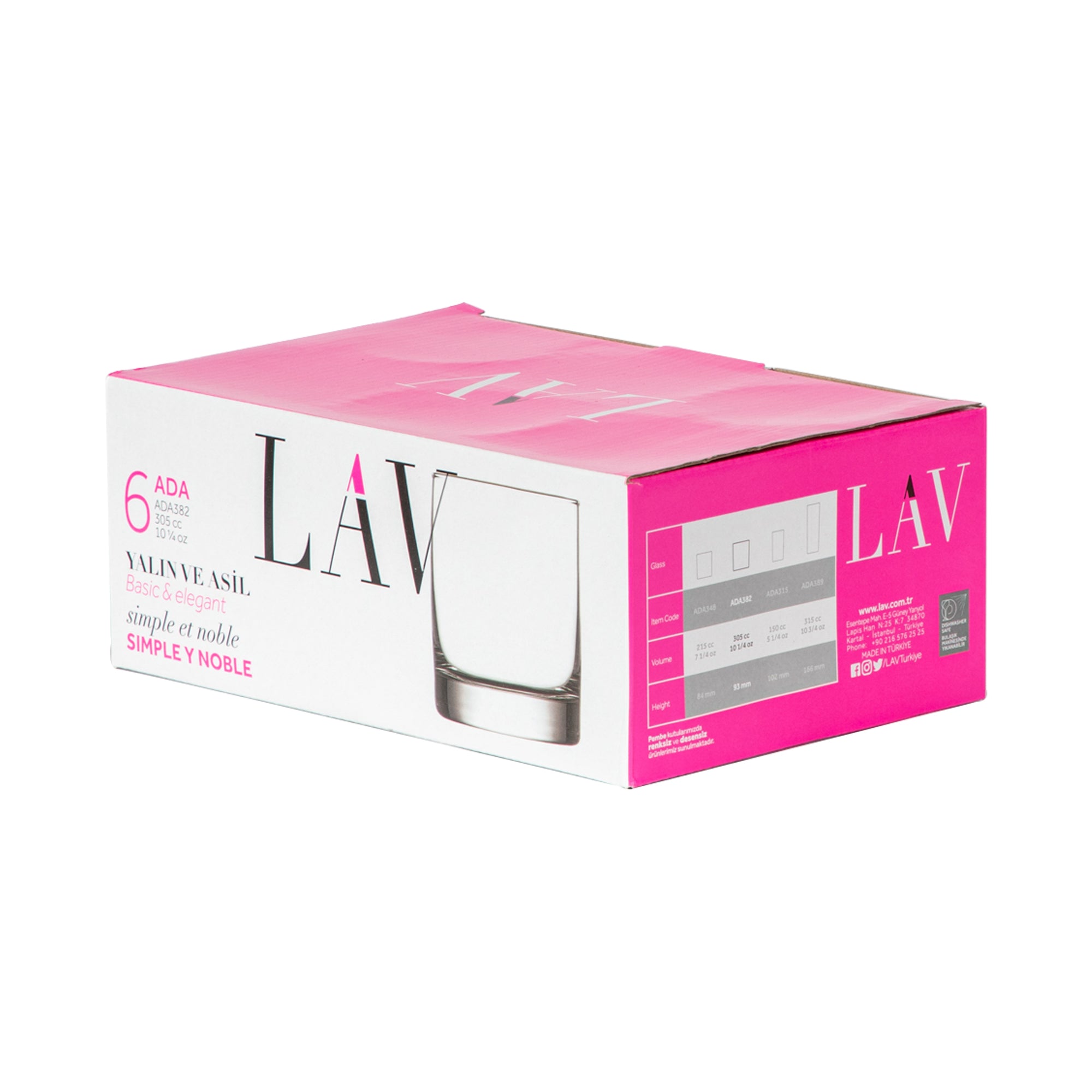 LAV Ada Whisky Tumbler Glasses - 305ml